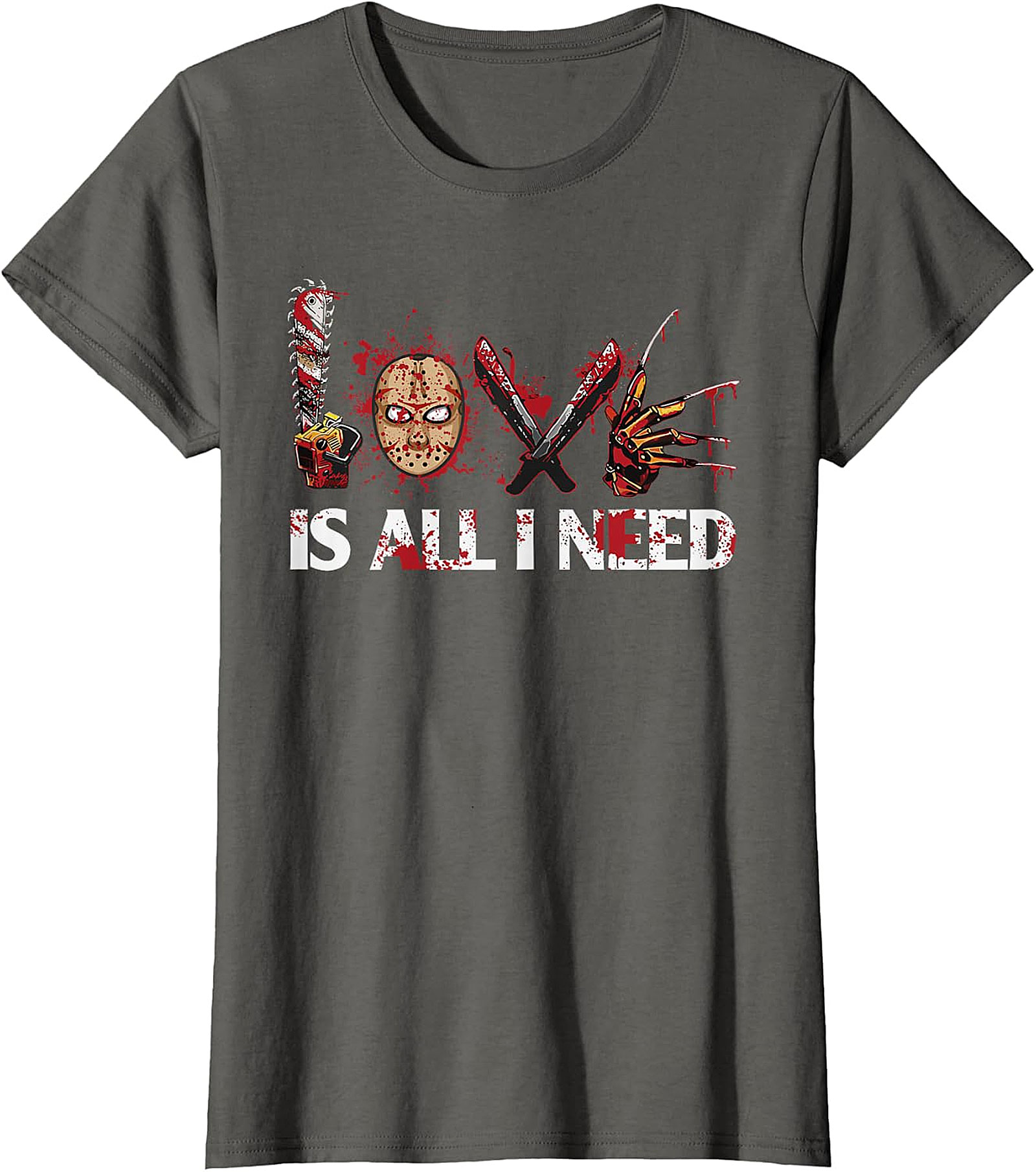 Horror Icons LOVE IS ALL I NEED T-Shirt - Slasher Fan Tee