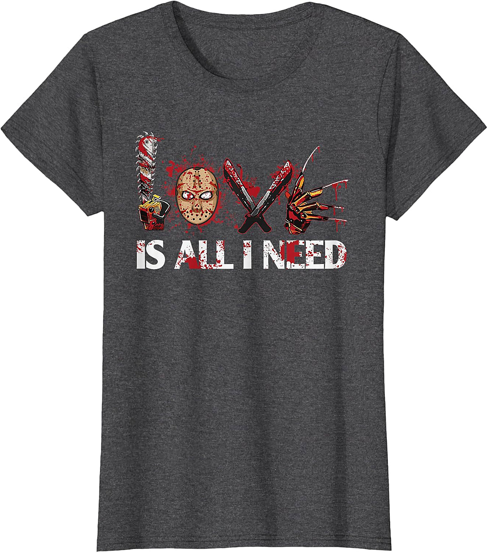 Horror Icons LOVE IS ALL I NEED T-Shirt - Slasher Fan Tee