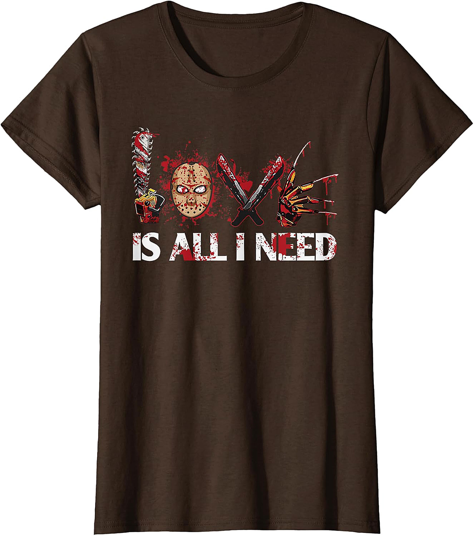 Horror Icons LOVE IS ALL I NEED T-Shirt - Slasher Fan Tee