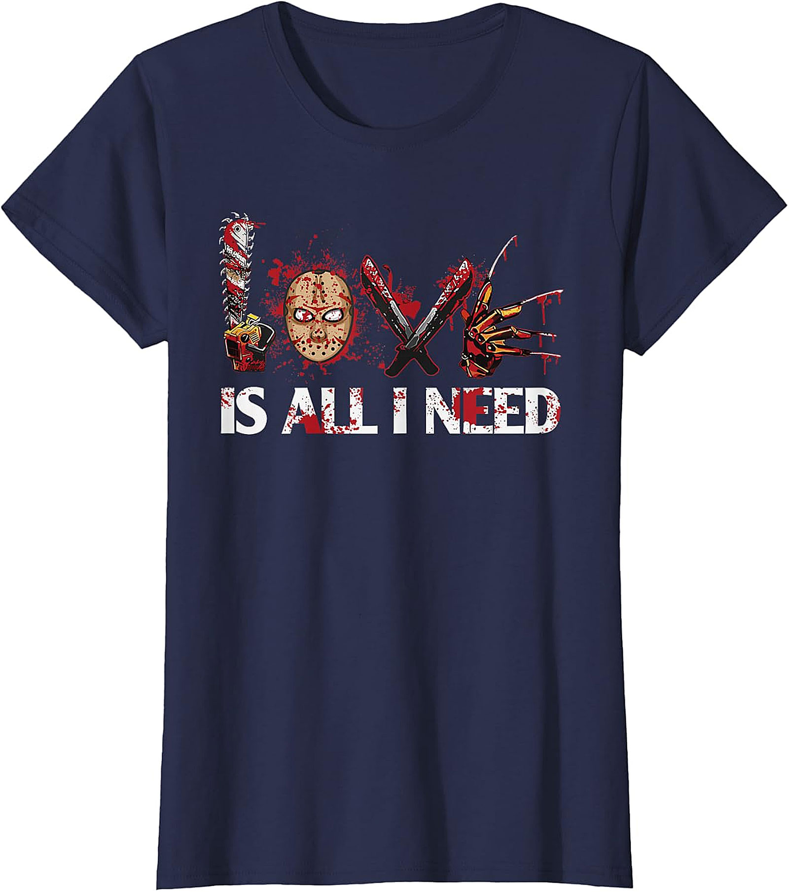 Horror Icons LOVE IS ALL I NEED T-Shirt - Slasher Fan Tee