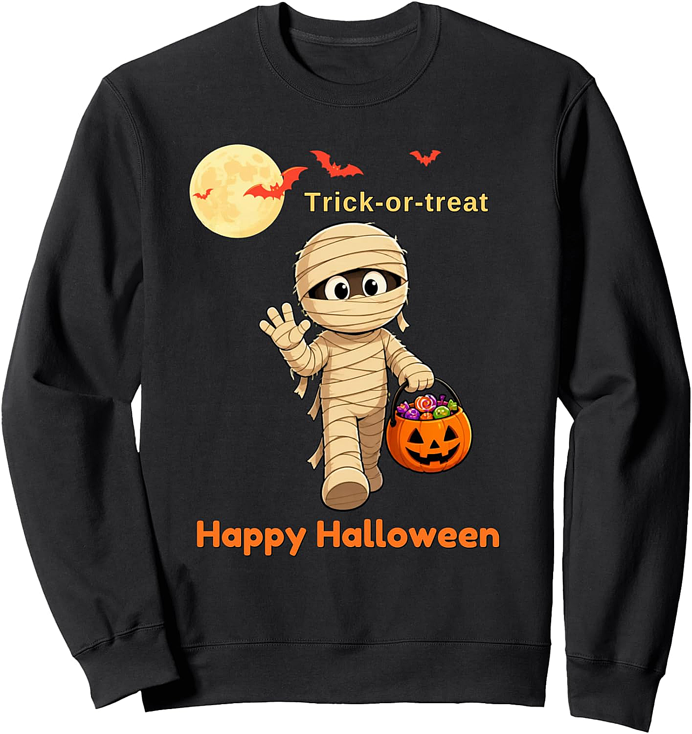 Cute Mummy Halloween Sweatshirt Trick-or-Treat Fun