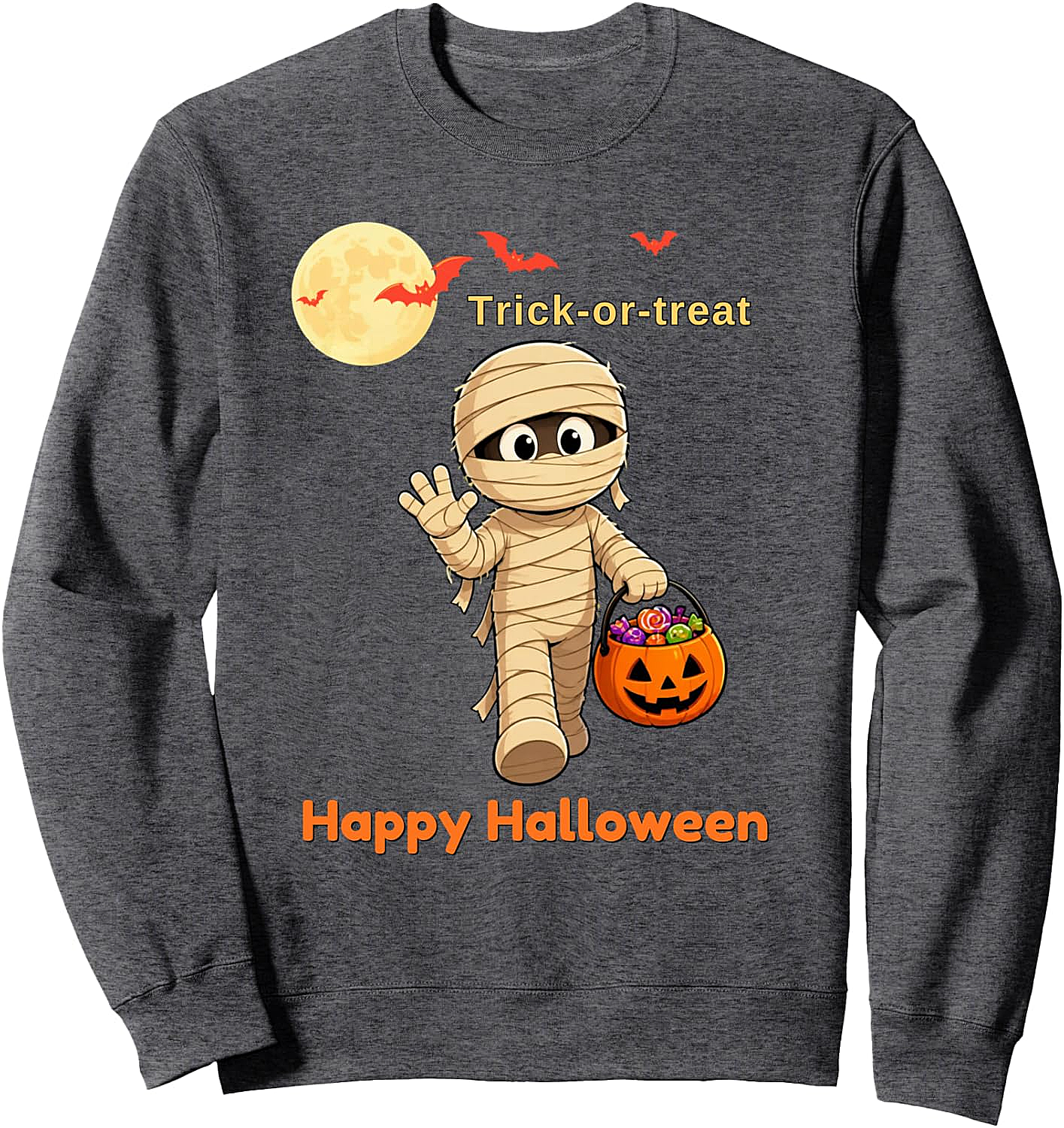 Cute Mummy Halloween Sweatshirt Trick-or-Treat Fun