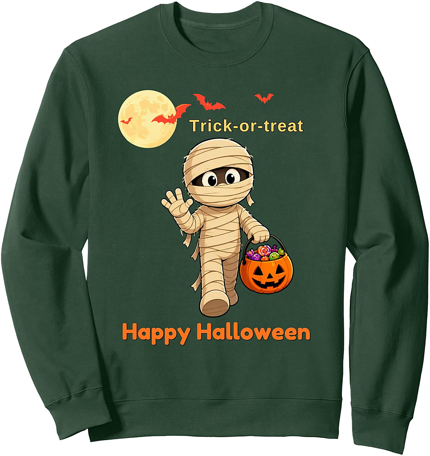 Cute Mummy Halloween Sweatshirt Trick-or-Treat Fun