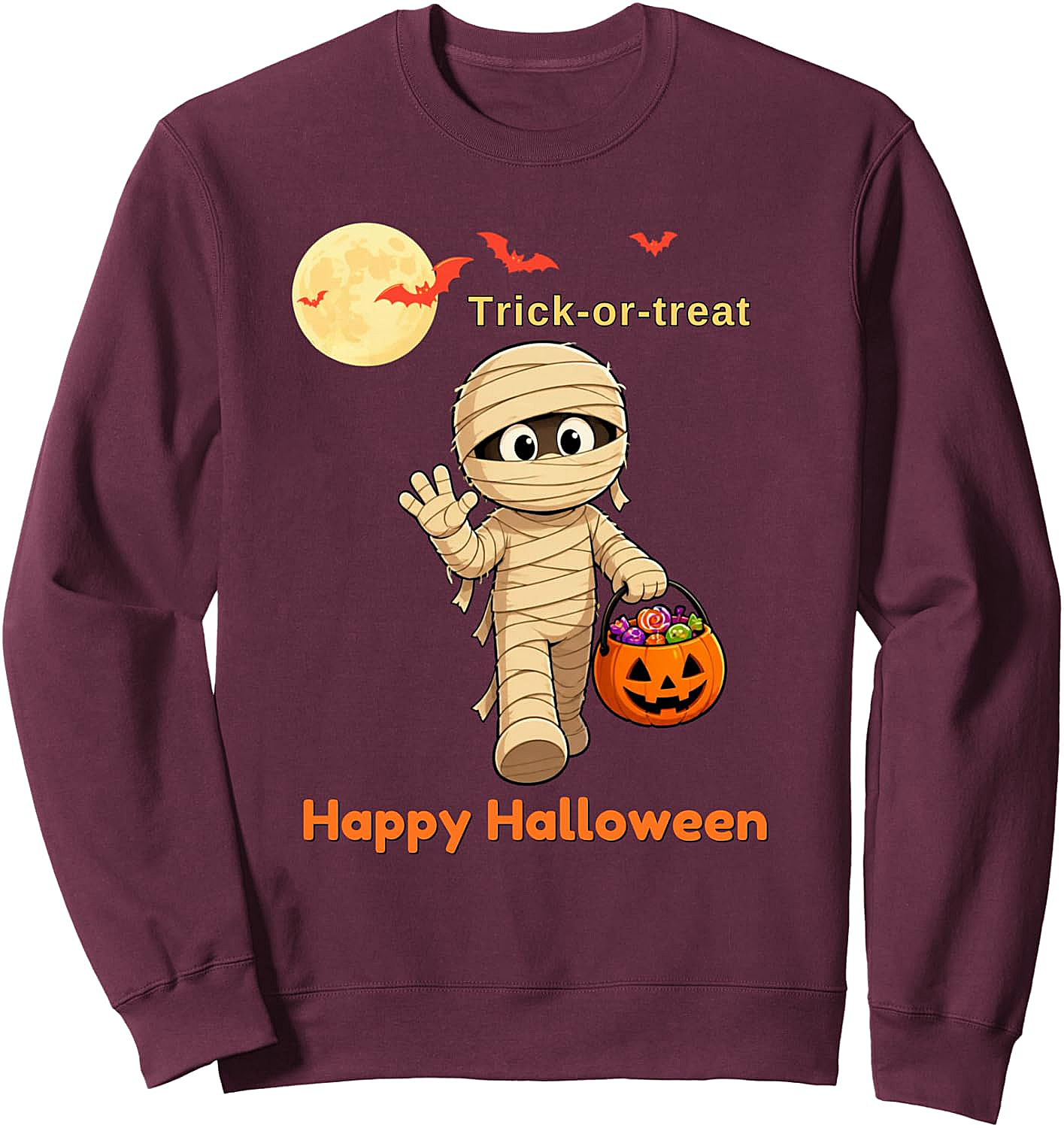 Cute Mummy Halloween Sweatshirt Trick-or-Treat Fun