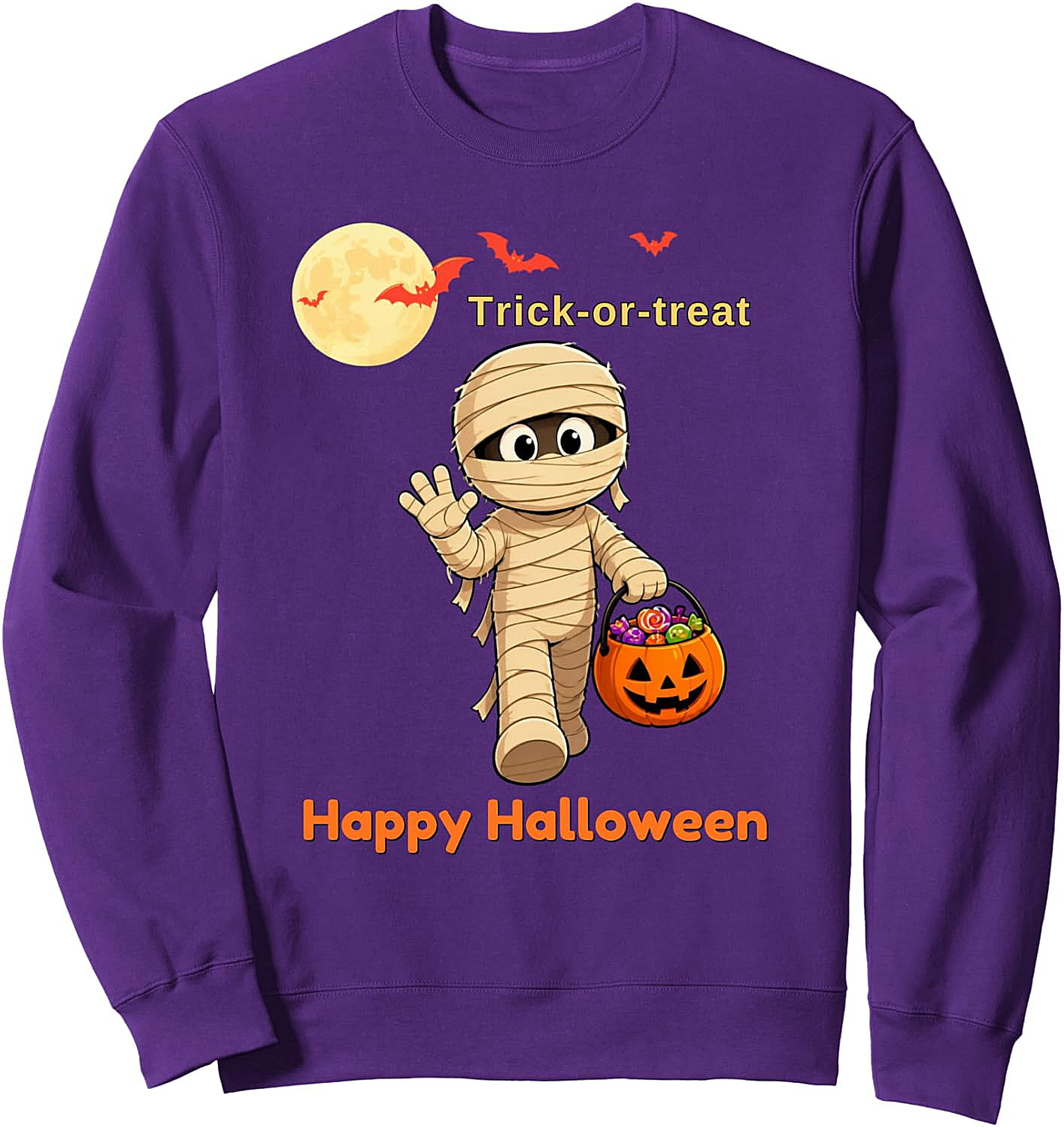 Cute Mummy Halloween Sweatshirt Trick-or-Treat Fun
