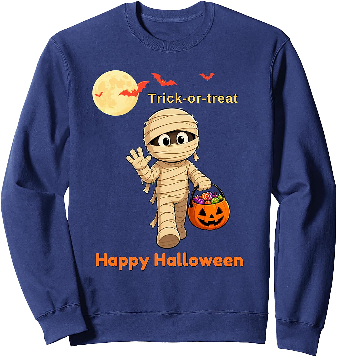 Cute Mummy Halloween Sweatshirt Trick-or-Treat Fun