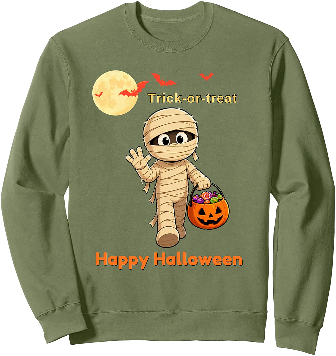 Cute Mummy Halloween Sweatshirt Trick-or-Treat Fun