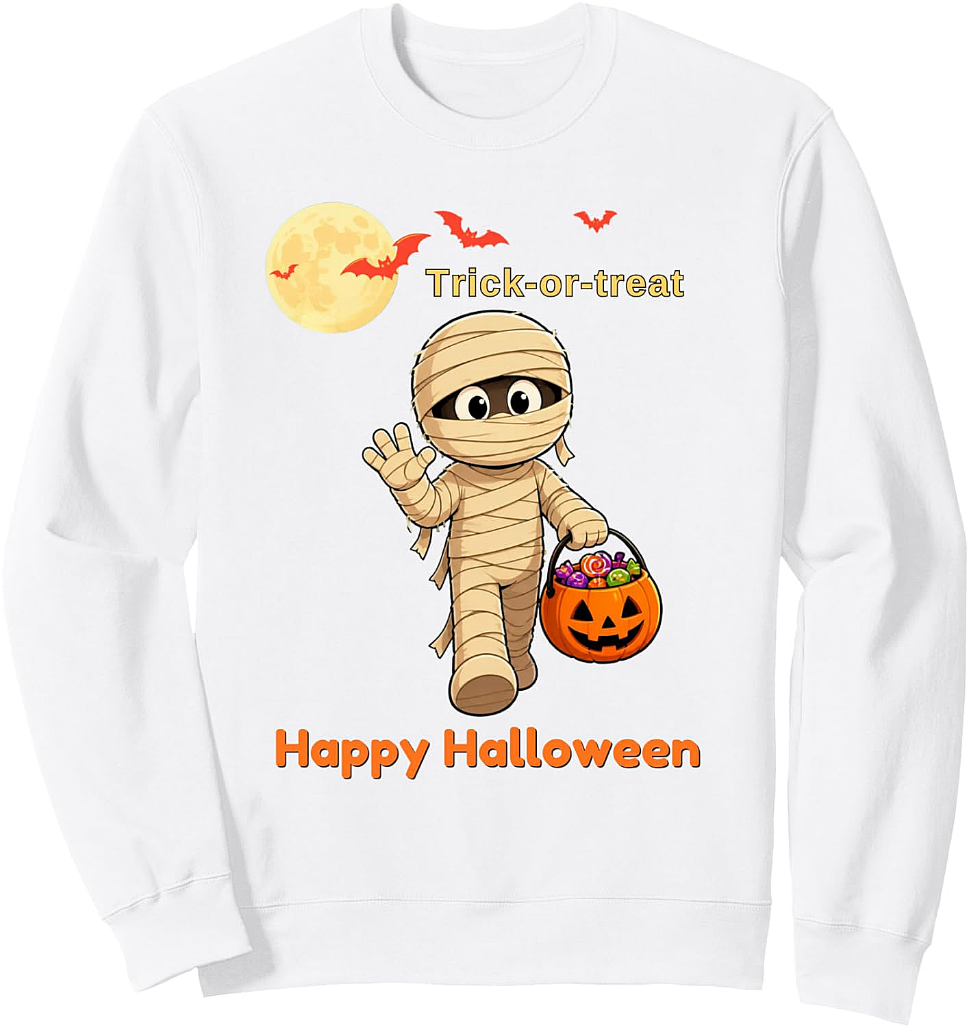 Cute Mummy Halloween Sweatshirt Trick-or-Treat Fun