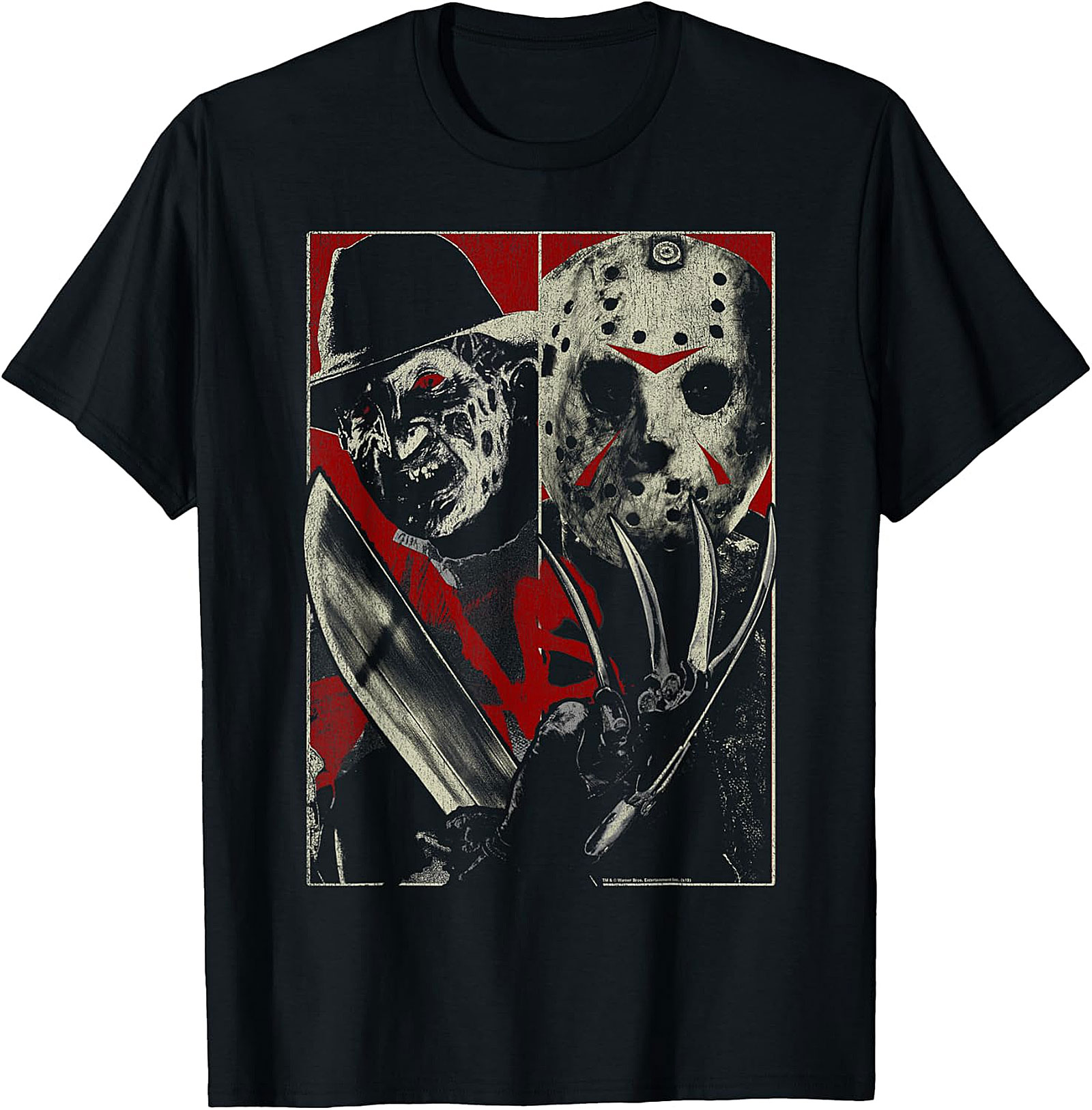 Freddy vs. Jason Split Horror Icon Graphic T-Shirt