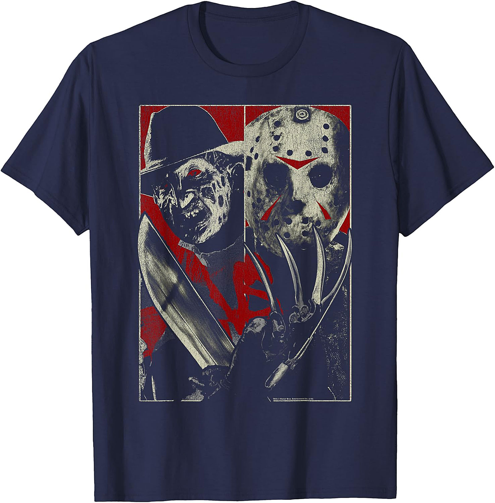 Freddy vs. Jason Split Horror Icon Graphic T-Shirt