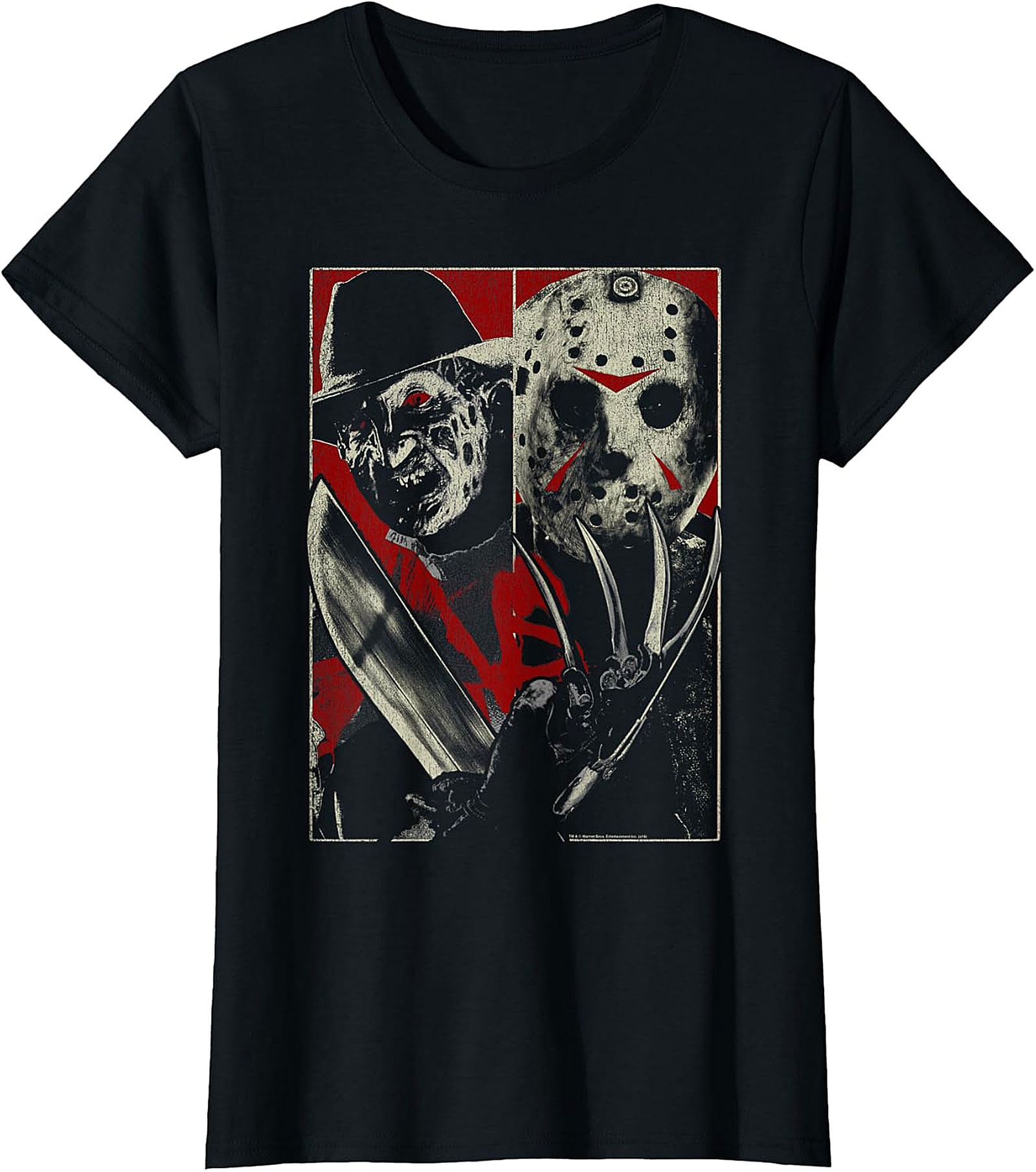 Freddy vs. Jason Split Horror Icon Graphic T-Shirt