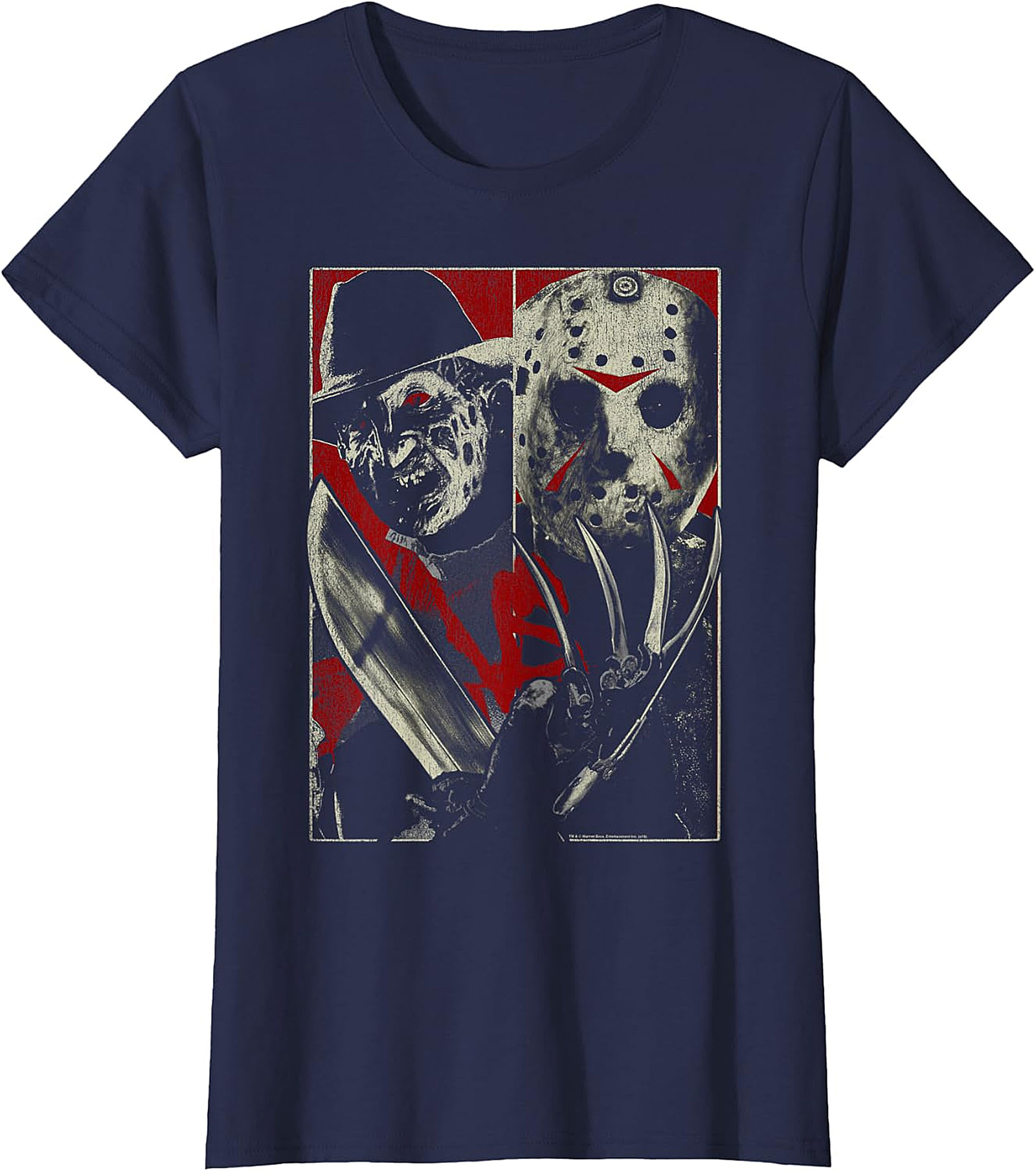 Freddy vs. Jason Split Horror Icon Graphic T-Shirt
