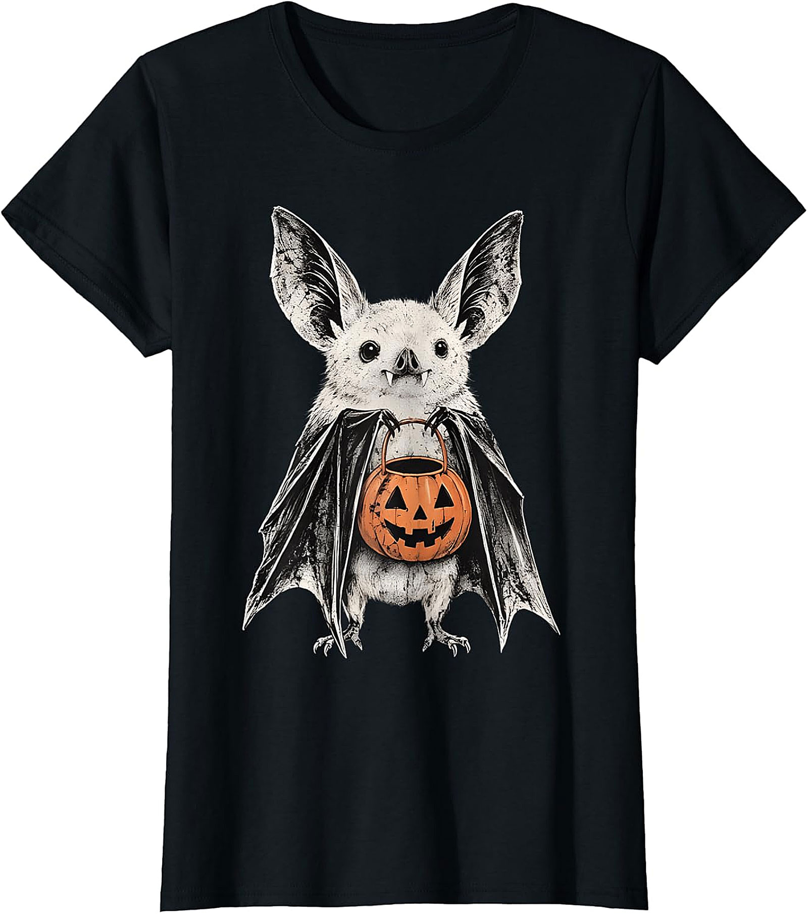 Cute Bat Trick-or-Treat Pumpkin T-Shirt | Halloween Apparel