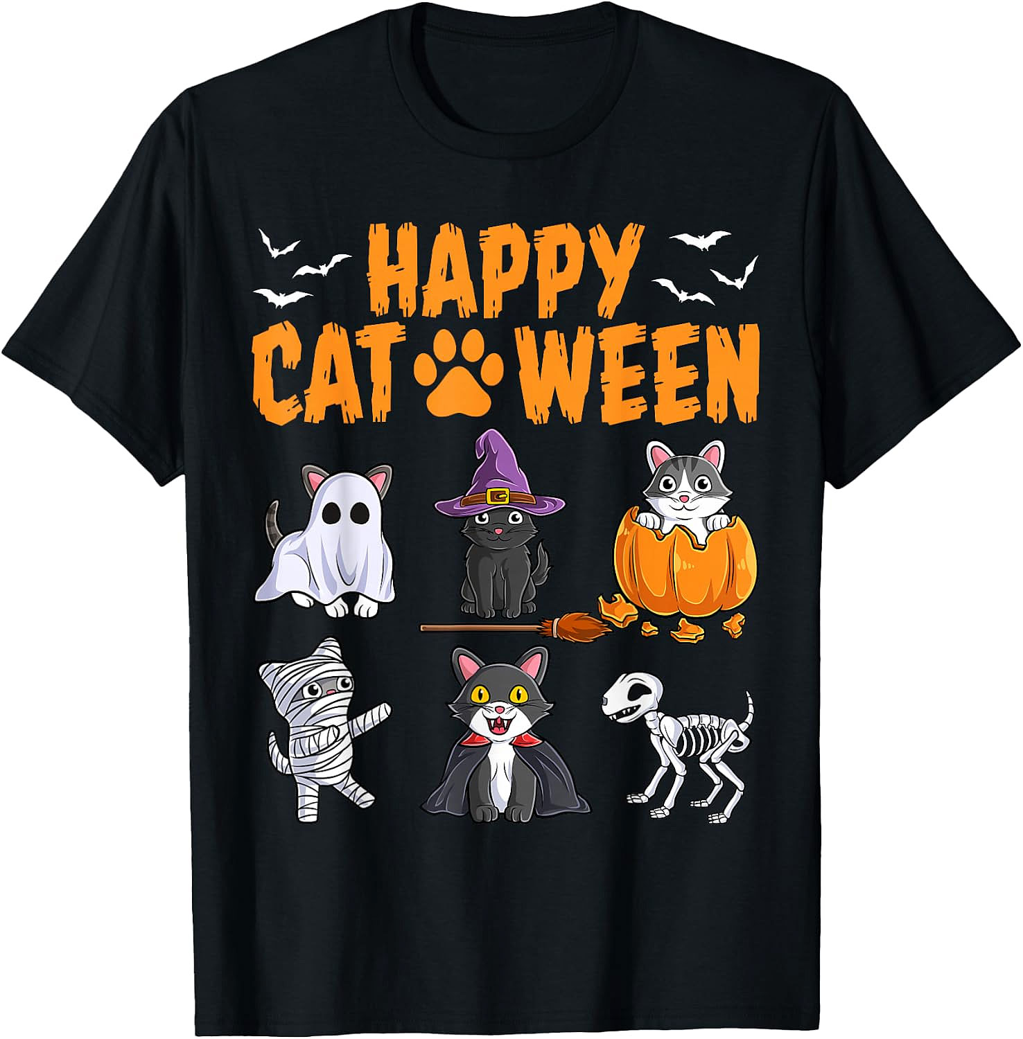 Happy Cat-O-Ween T-Shirt | Cute Halloween Cat Tee