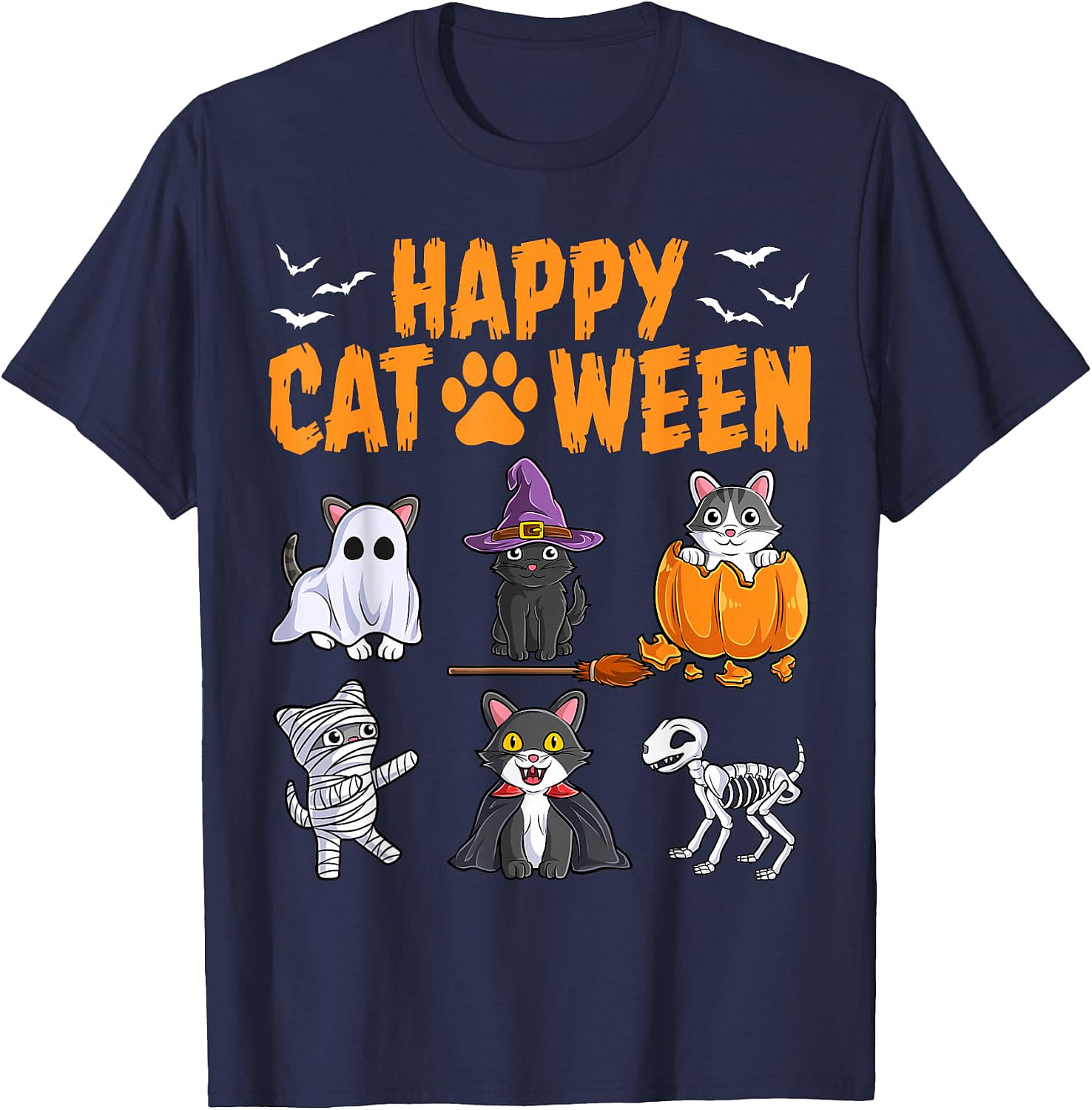 Happy Cat-O-Ween T-Shirt | Cute Halloween Cat Tee