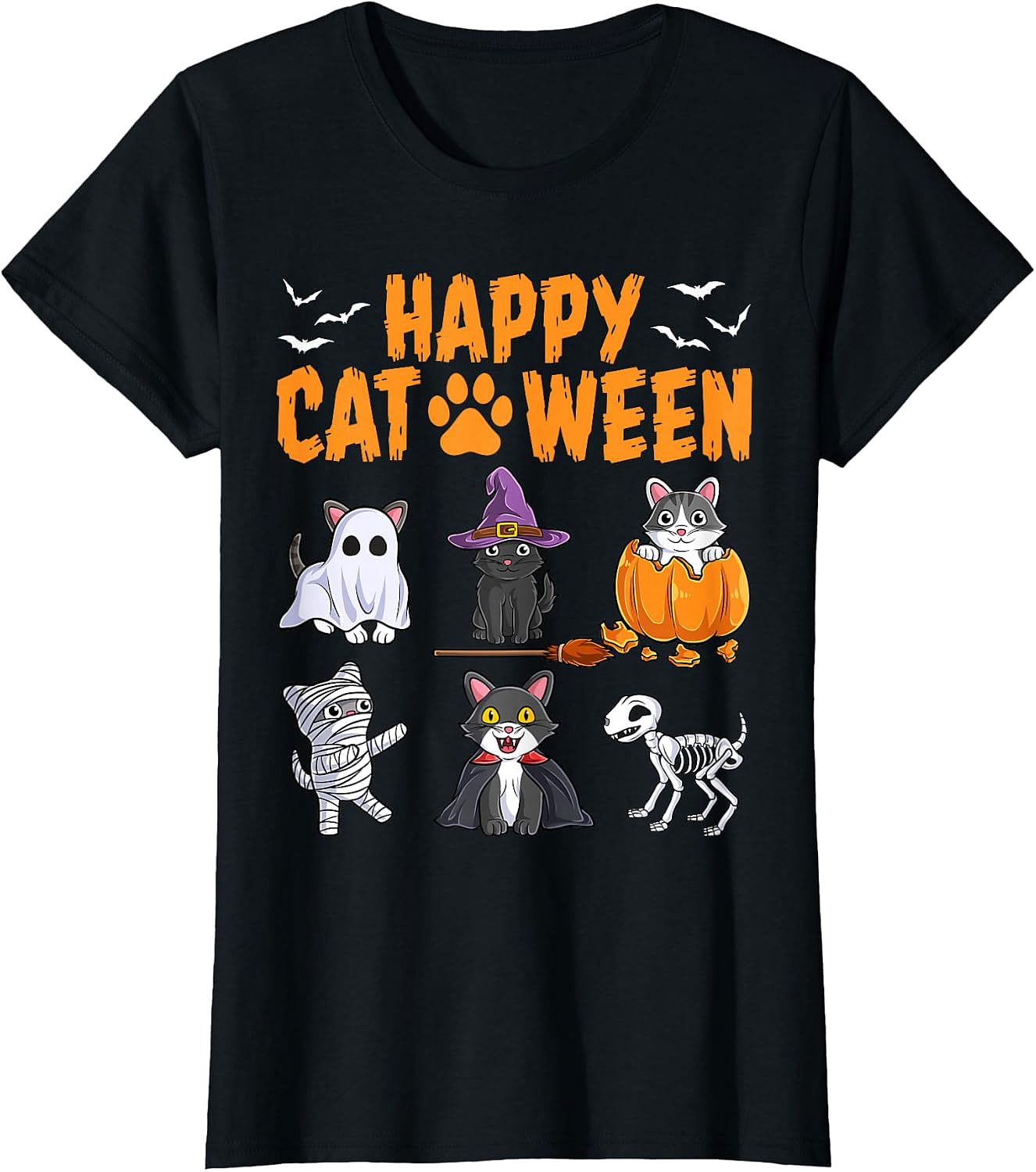 Happy Cat-O-Ween T-Shirt | Cute Halloween Cat Tee