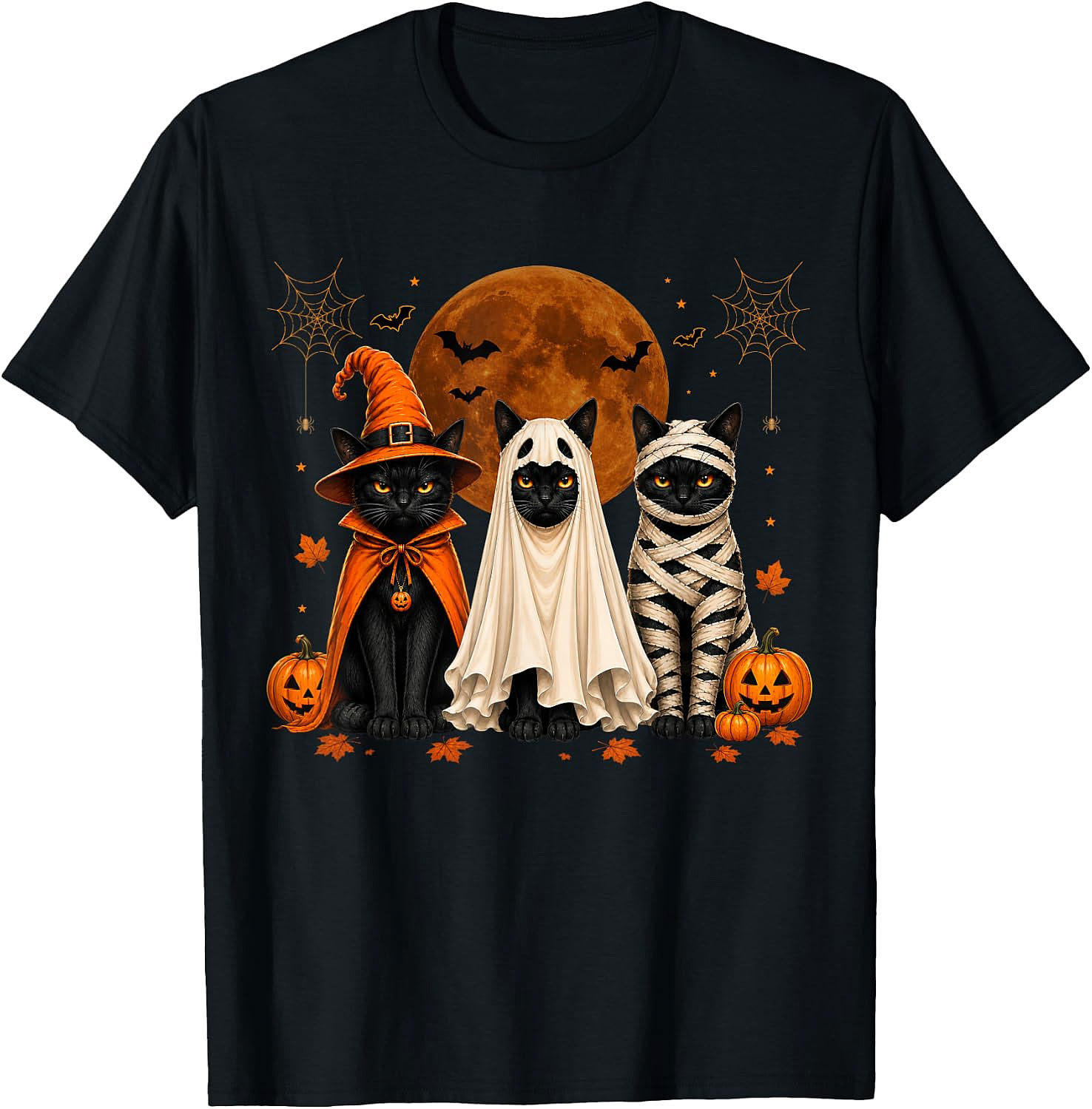 Halloween Cats T-Shirt | Witch Ghost Mummy Tee