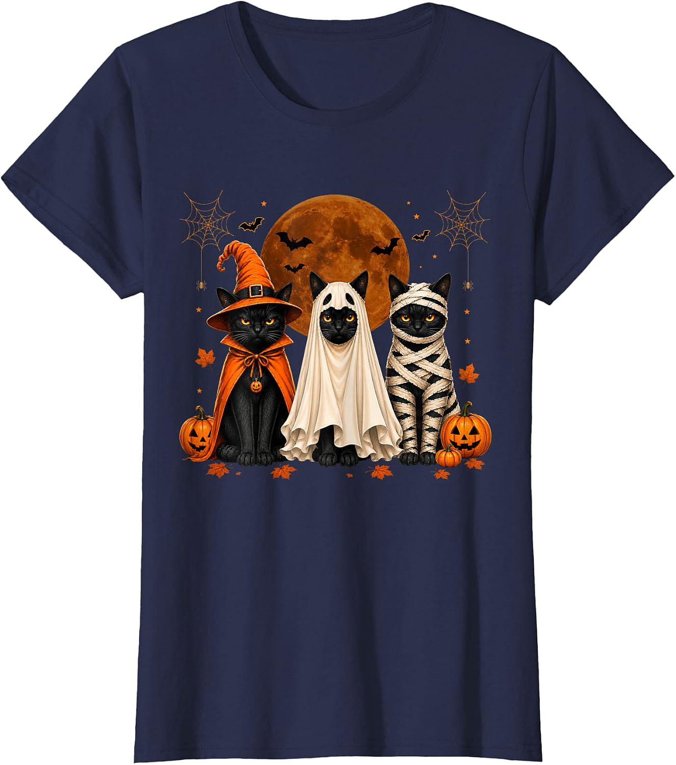 Halloween Cats T-Shirt | Witch Ghost Mummy Tee