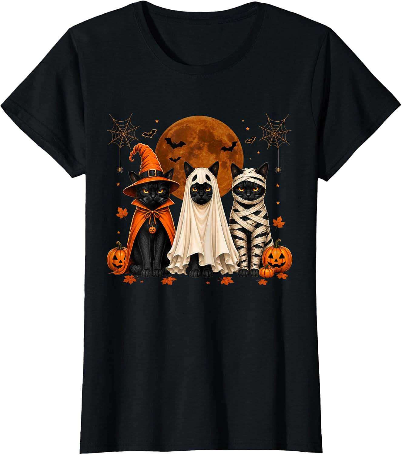 Halloween Cats T-Shirt | Witch Ghost Mummy Tee