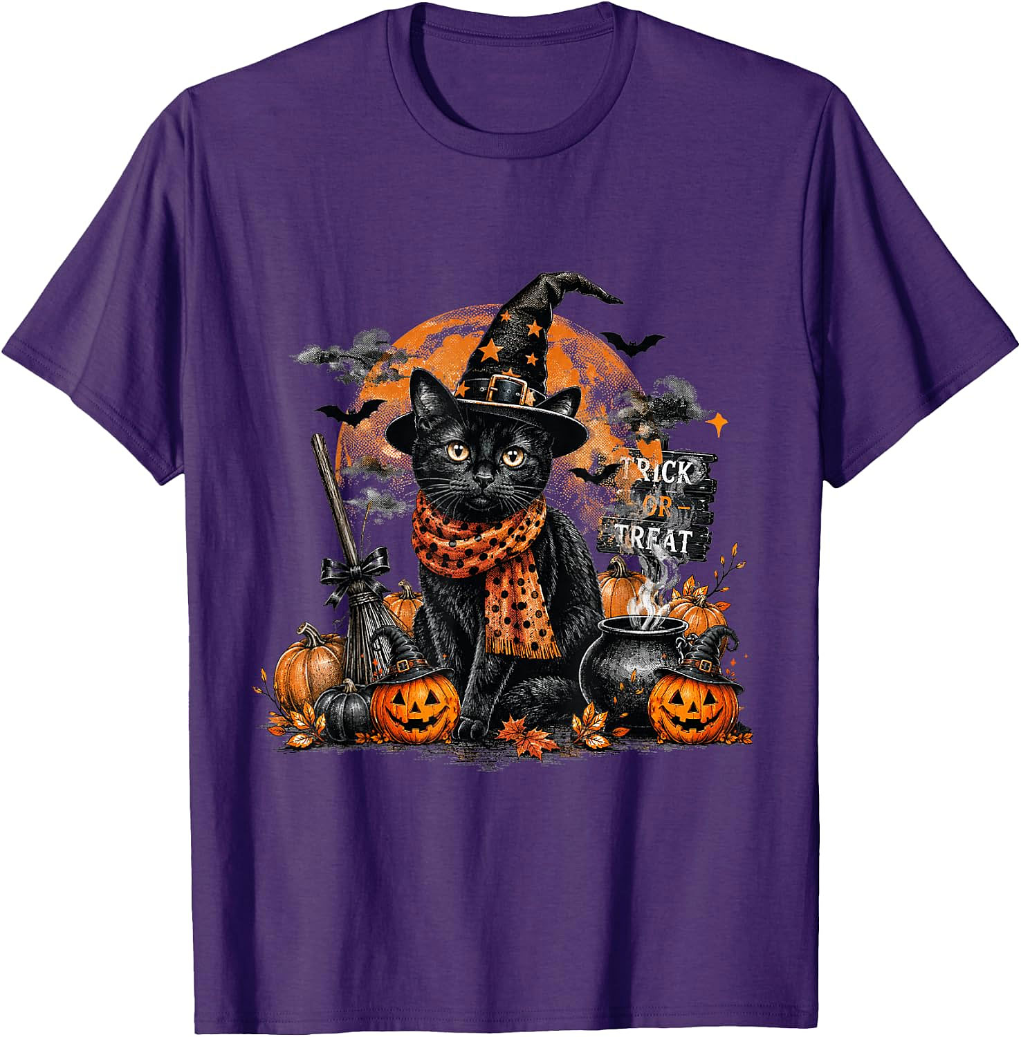 Black Cat Witch Halloween T-Shirt | Spooky Cat Graphic Tee