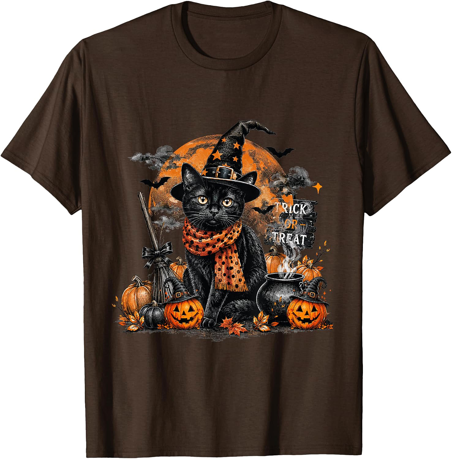 Black Cat Witch Halloween T-Shirt | Spooky Cat Graphic Tee