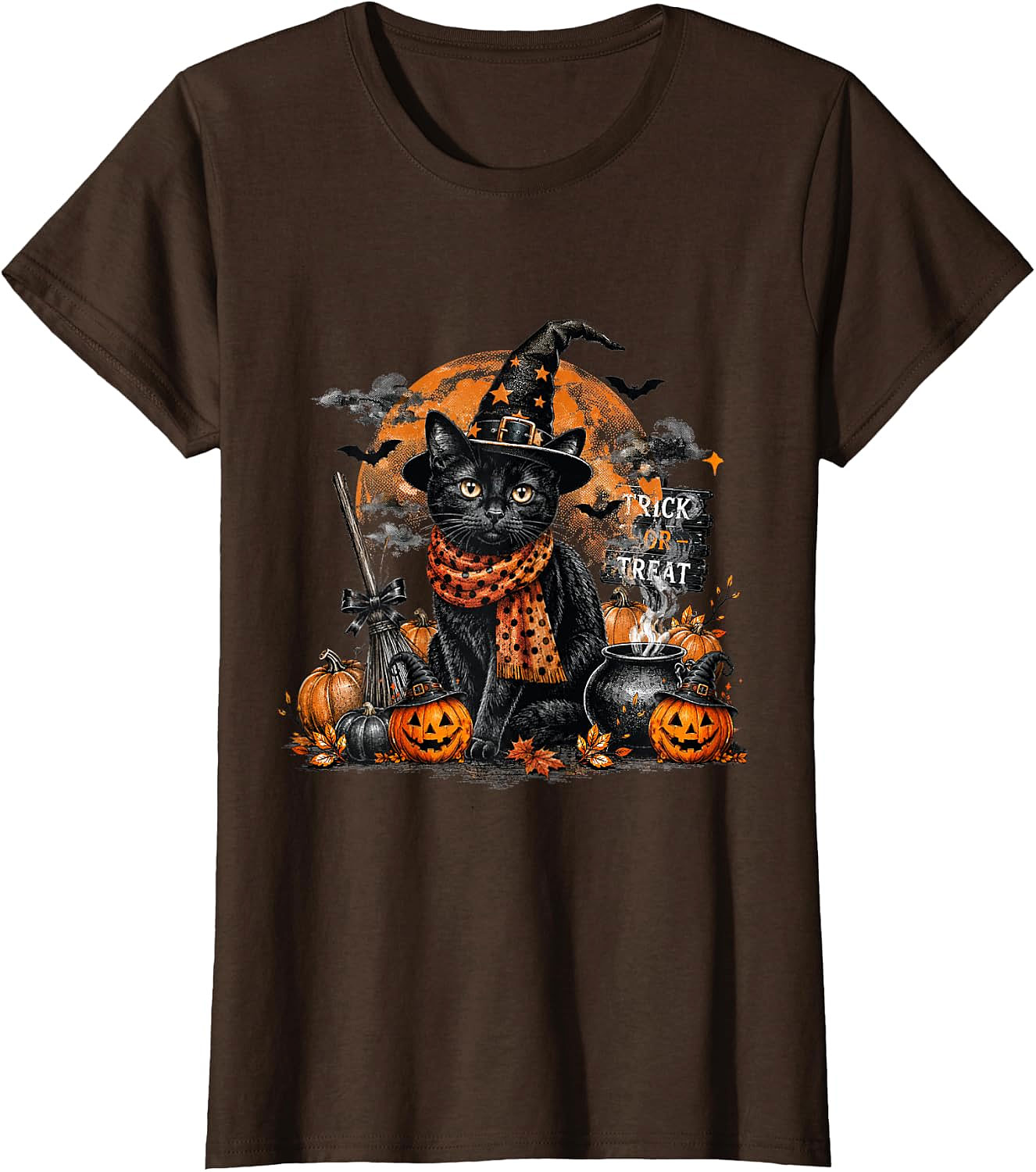 Black Cat Witch Halloween T-Shirt | Spooky Cat Graphic Tee