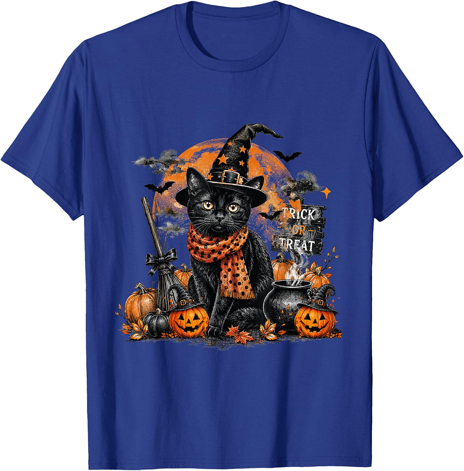 Black Cat Witch Halloween T-Shirt | Spooky Cat Graphic Tee