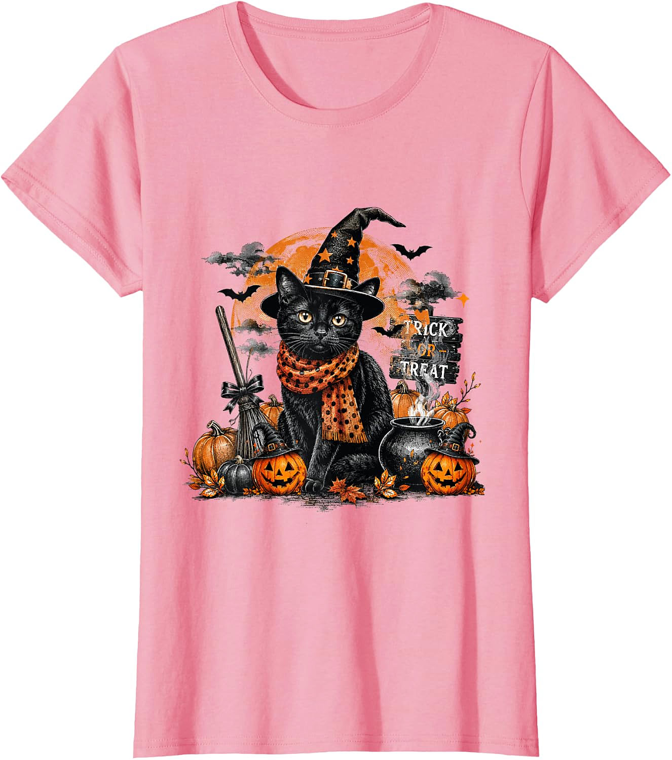 Black Cat Witch Halloween T-Shirt | Spooky Cat Graphic Tee