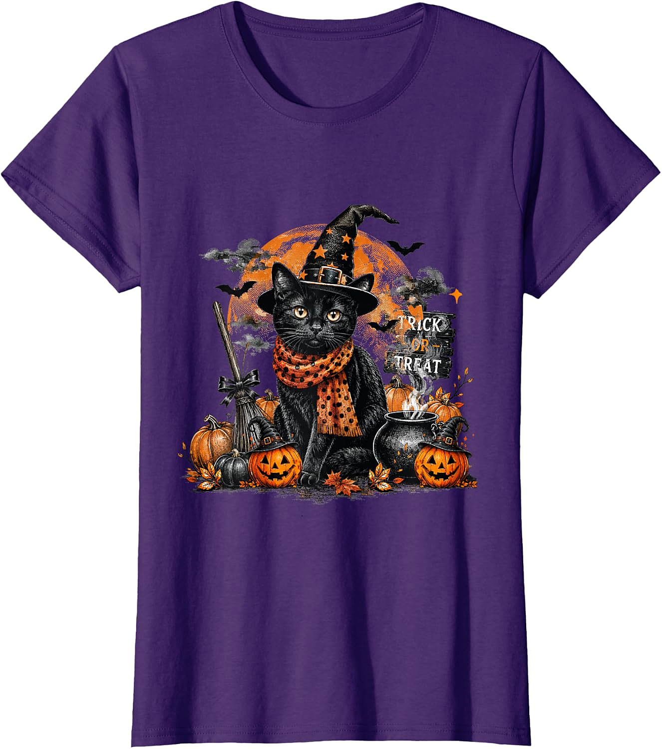 Black Cat Witch Halloween T-Shirt | Spooky Cat Graphic Tee
