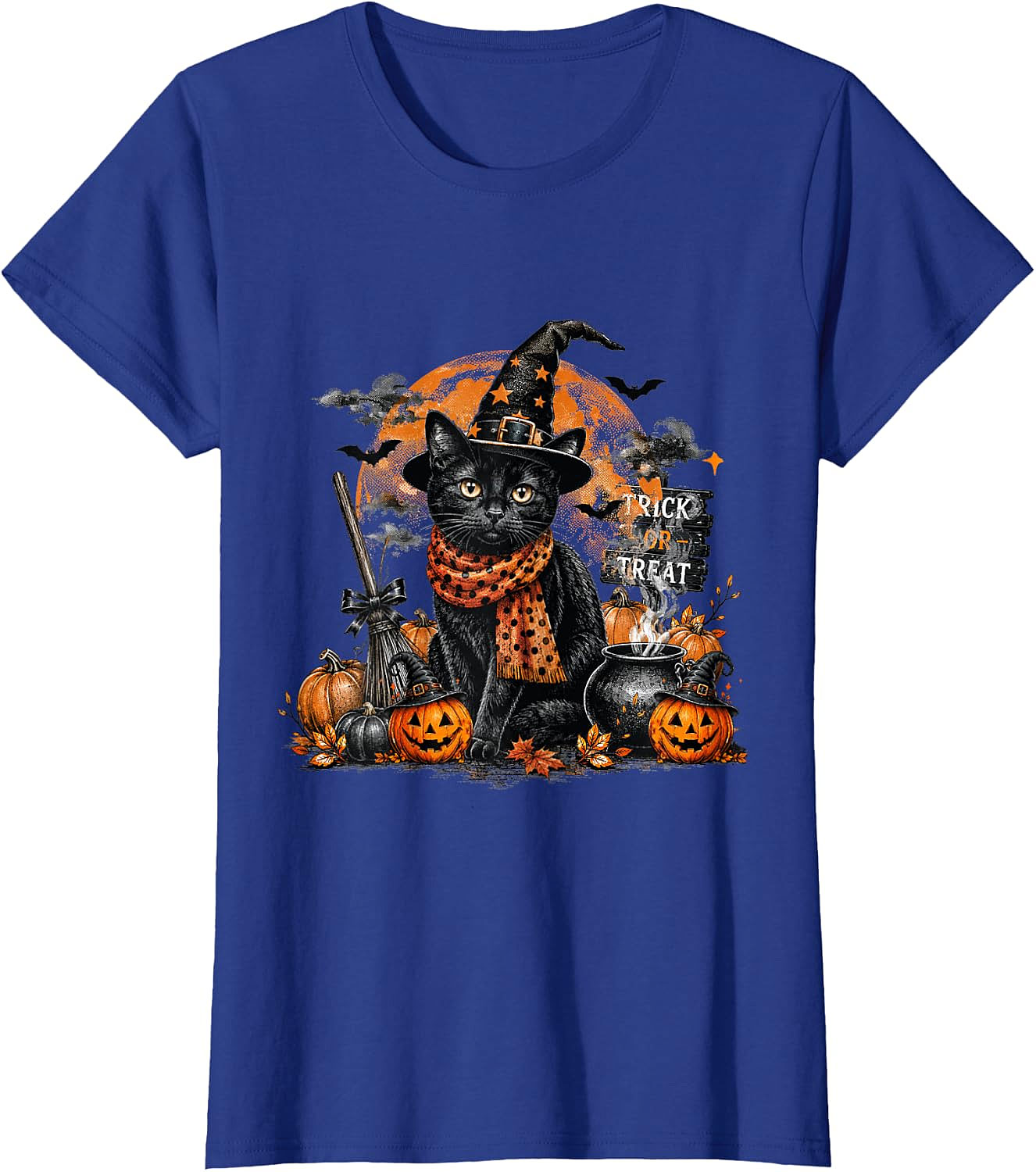 Black Cat Witch Halloween T-Shirt | Spooky Cat Graphic Tee