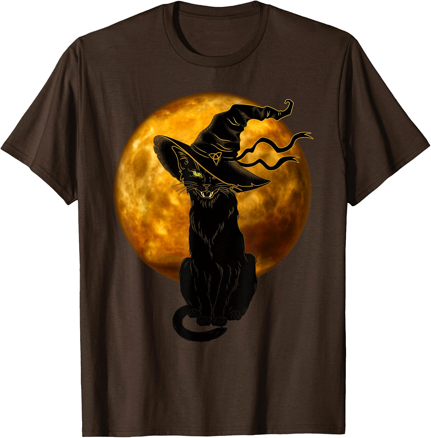 Black Cat Witch Hat Halloween T-Shirt | Spooky Vintage Tee