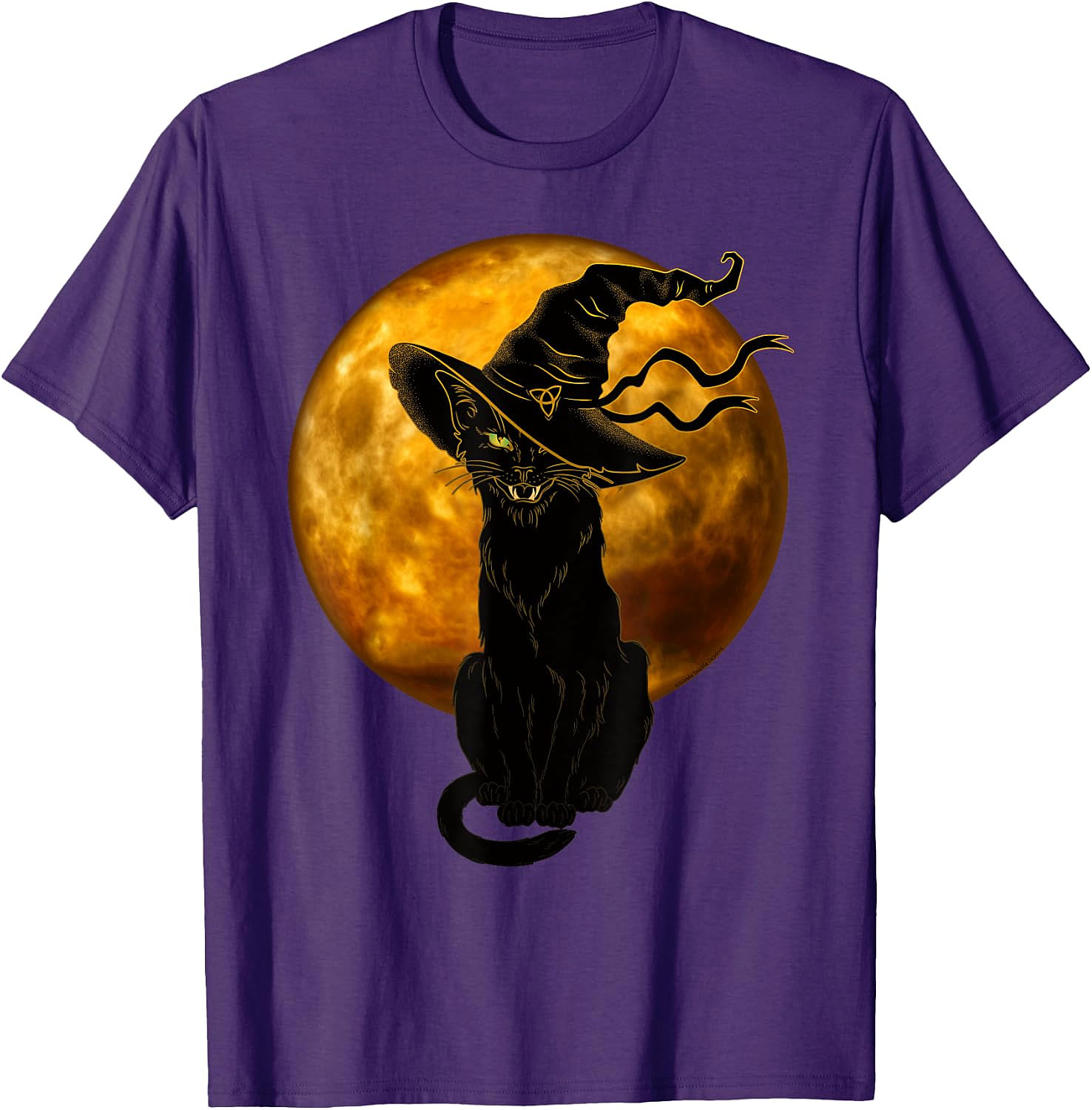 Black Cat Witch Hat Halloween T-Shirt | Spooky Vintage Tee