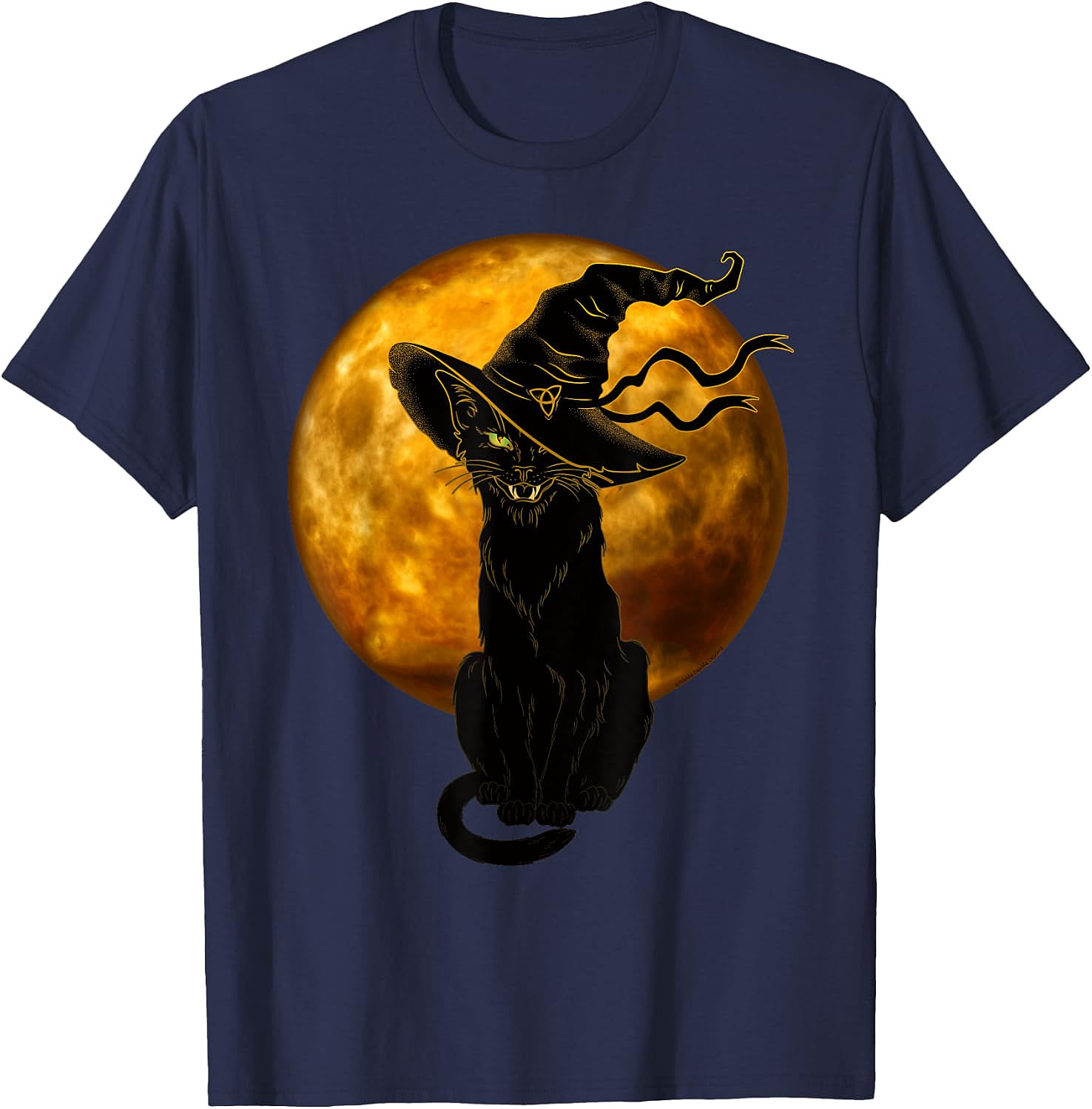 Black Cat Witch Hat Halloween T-Shirt | Spooky Vintage Tee