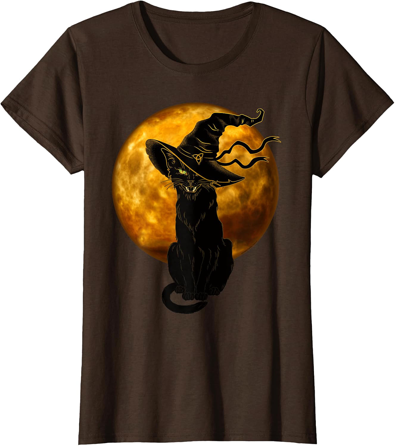 Black Cat Witch Hat Halloween T-Shirt | Spooky Vintage Tee