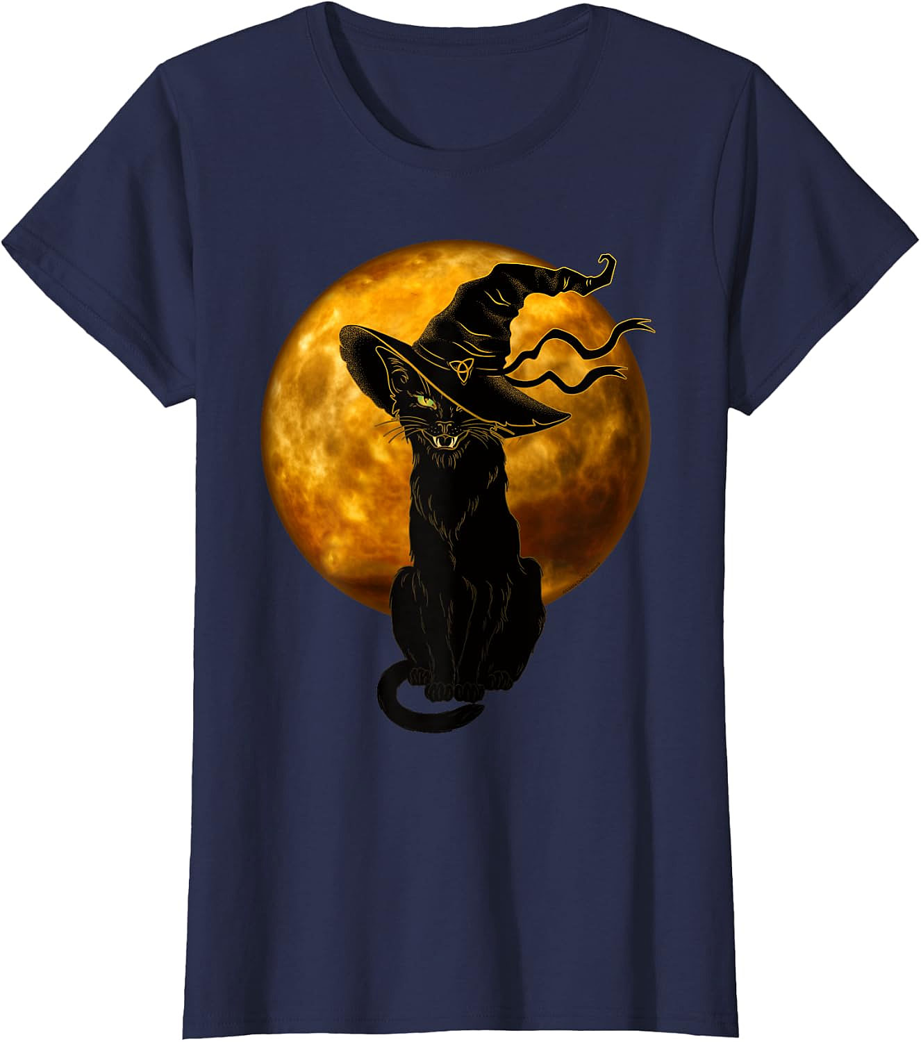Black Cat Witch Hat Halloween T-Shirt | Spooky Vintage Tee