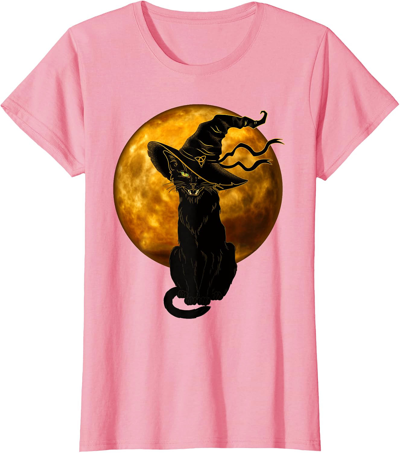 Black Cat Witch Hat Halloween T-Shirt | Spooky Vintage Tee