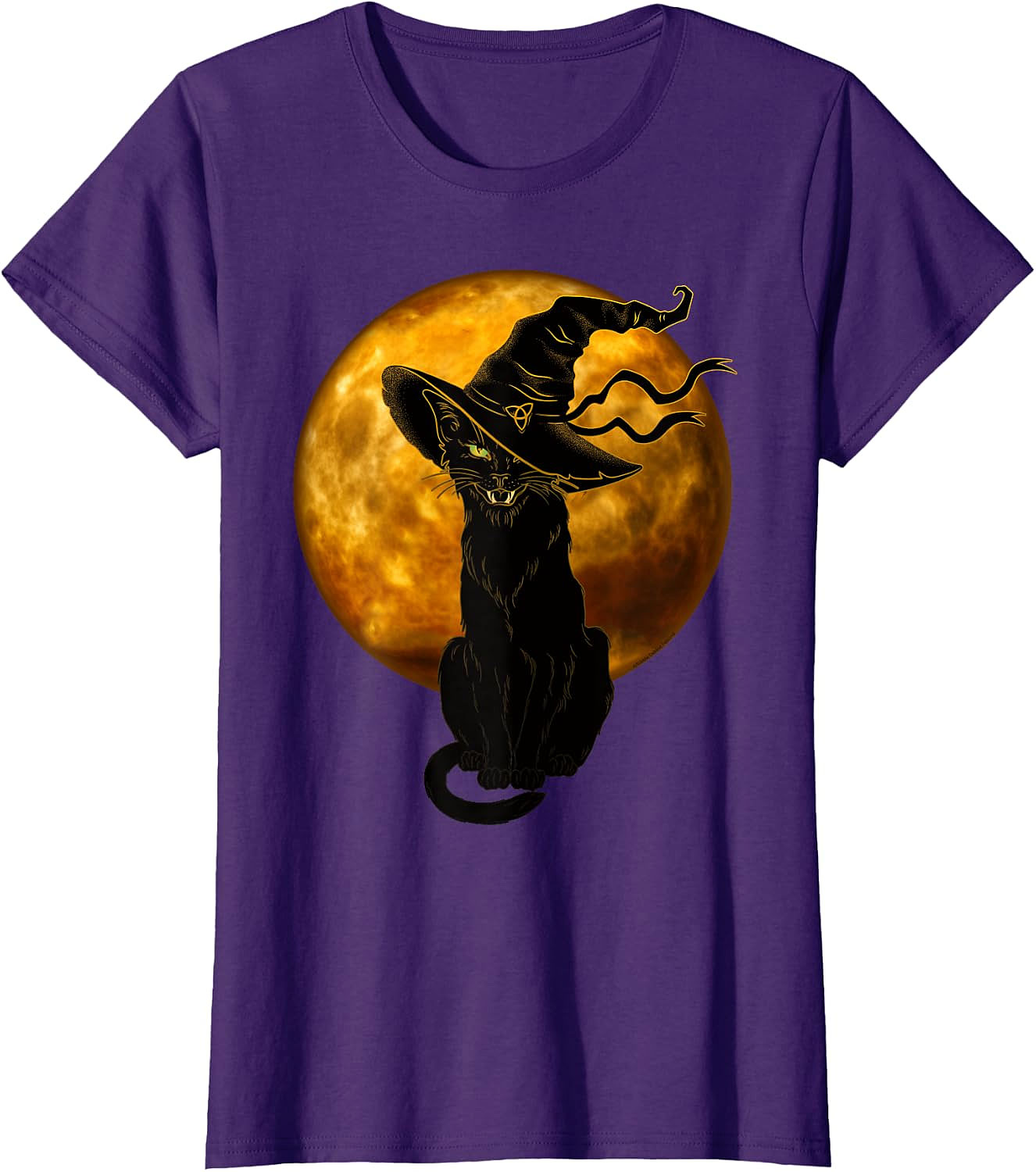 Black Cat Witch Hat Halloween T-Shirt | Spooky Vintage Tee