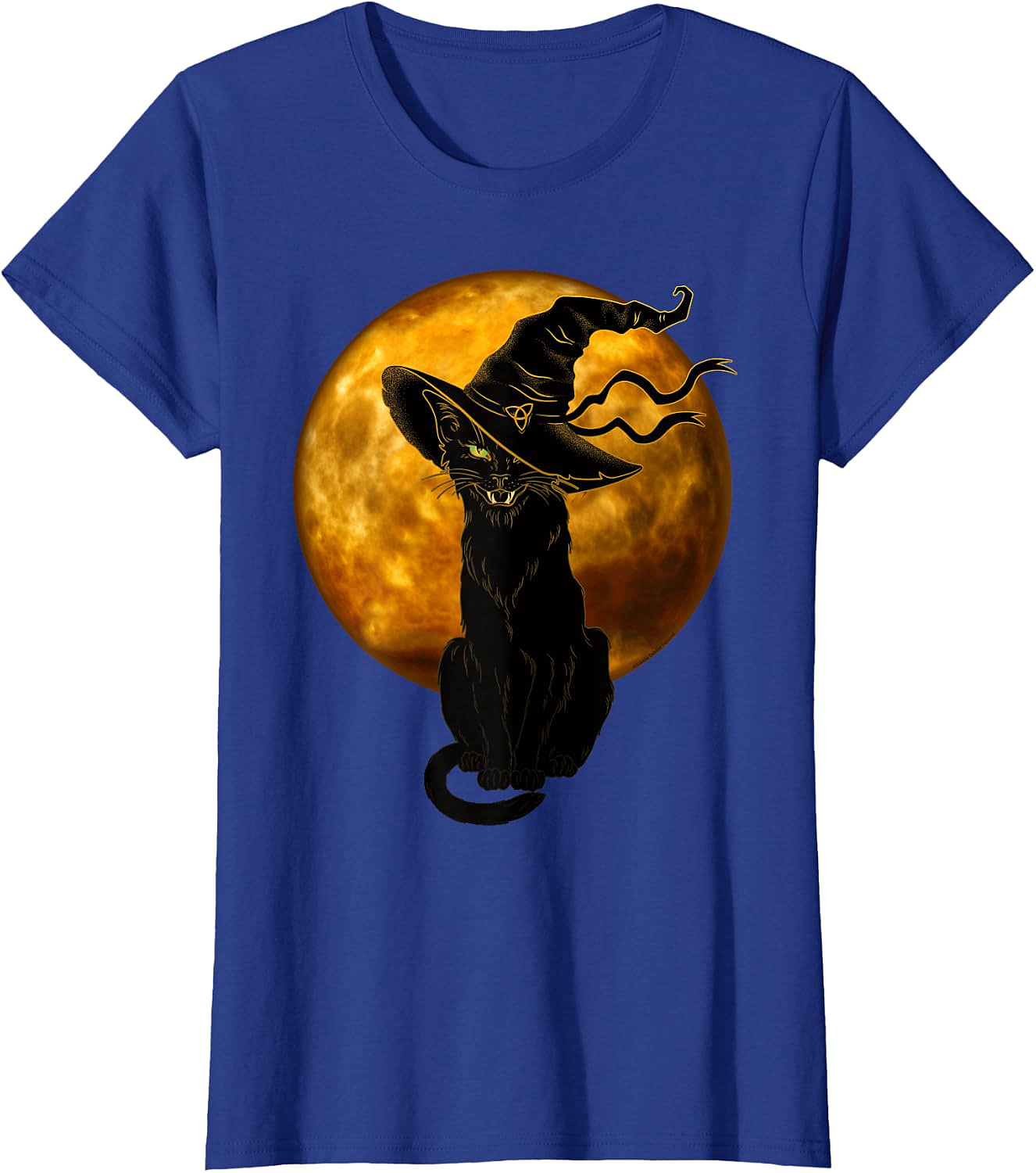 Black Cat Witch Hat Halloween T-Shirt | Spooky Vintage Tee