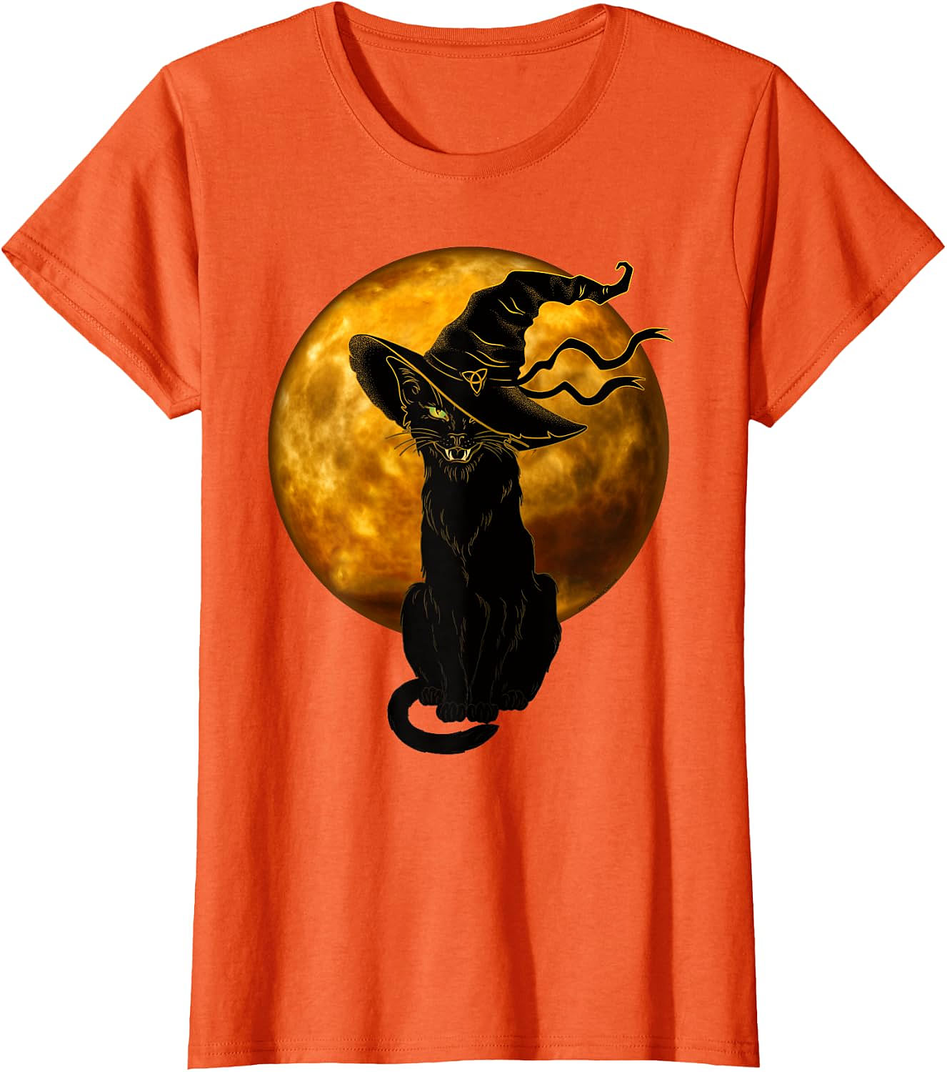 Black Cat Witch Hat Halloween T-Shirt | Spooky Vintage Tee