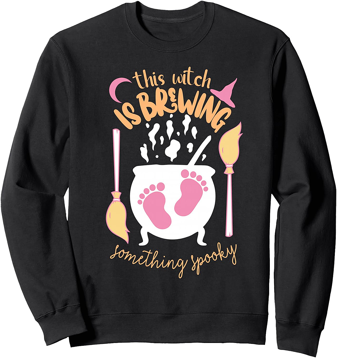 Halloween Pregnancy Announcement Witch Cauldron Having Girl Sweatshirt