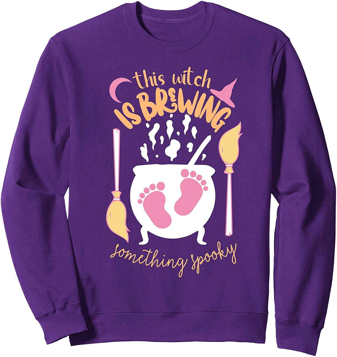  Halloween Pregnancy Announcement Witch Cauldron Having Girl Sweatshirt