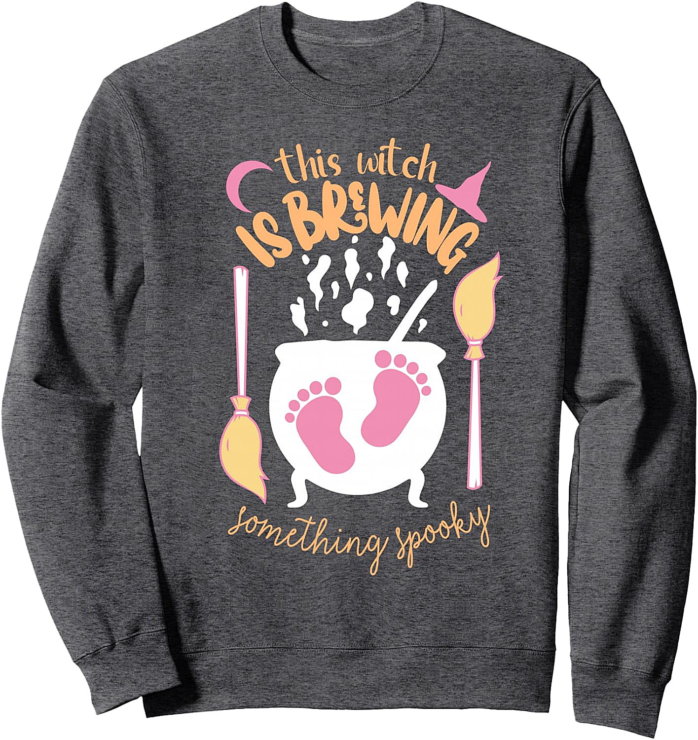  Halloween Pregnancy Announcement Witch Cauldron Having Girl Sweatshirt
