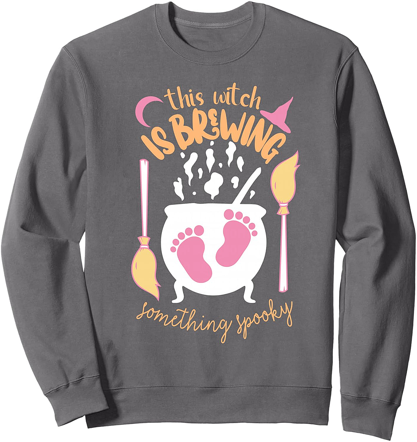  Halloween Pregnancy Announcement Witch Cauldron Having Girl Sweatshirt