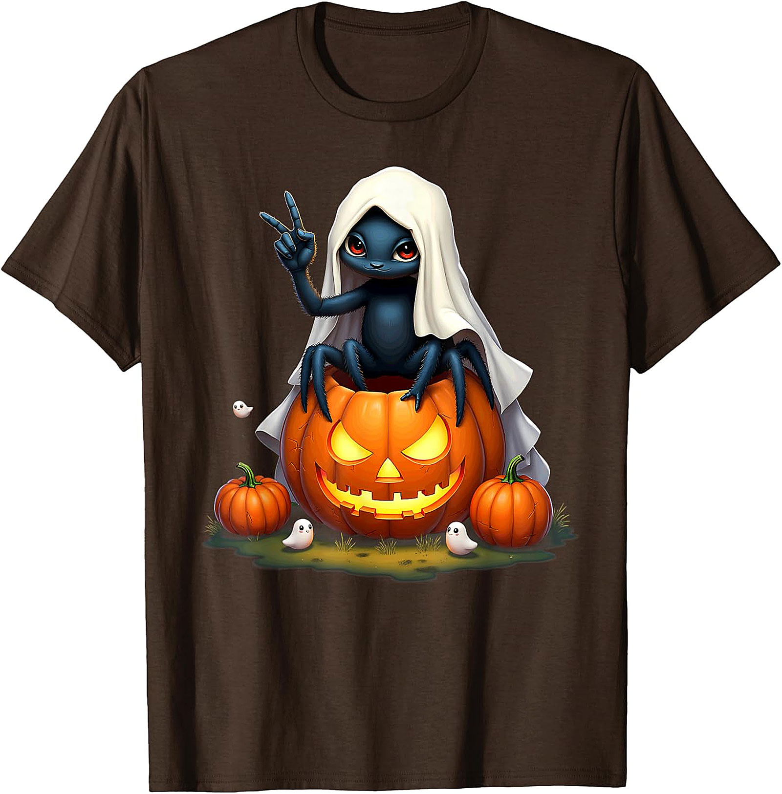 Cute Spooky Peace Spider Jack-o'-Lantern Halloween Graphic