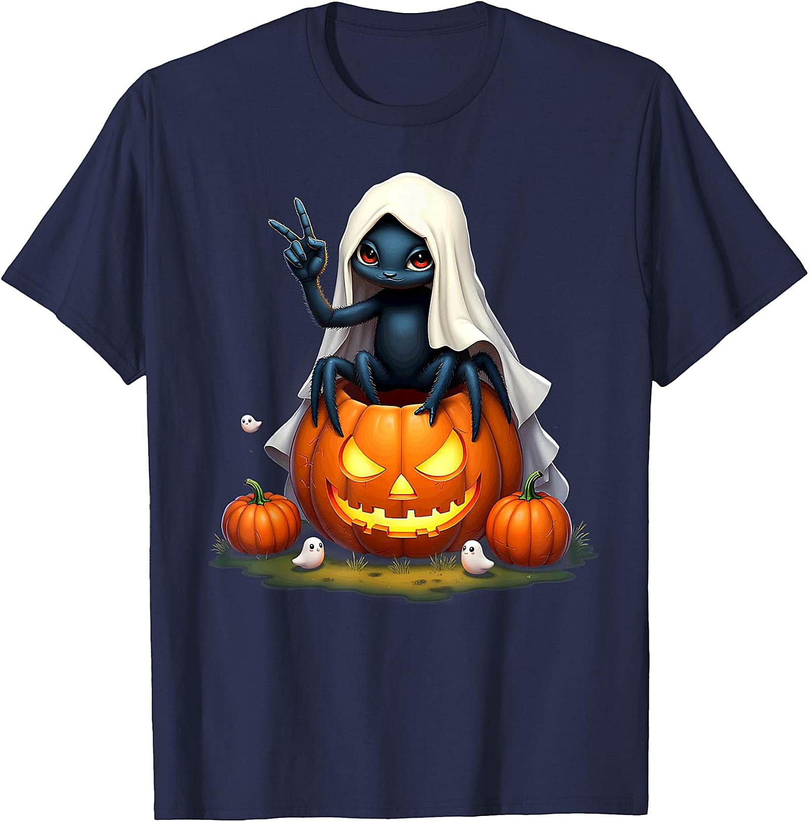 Cute Spooky Peace Spider Jack-o'-Lantern Halloween Graphic