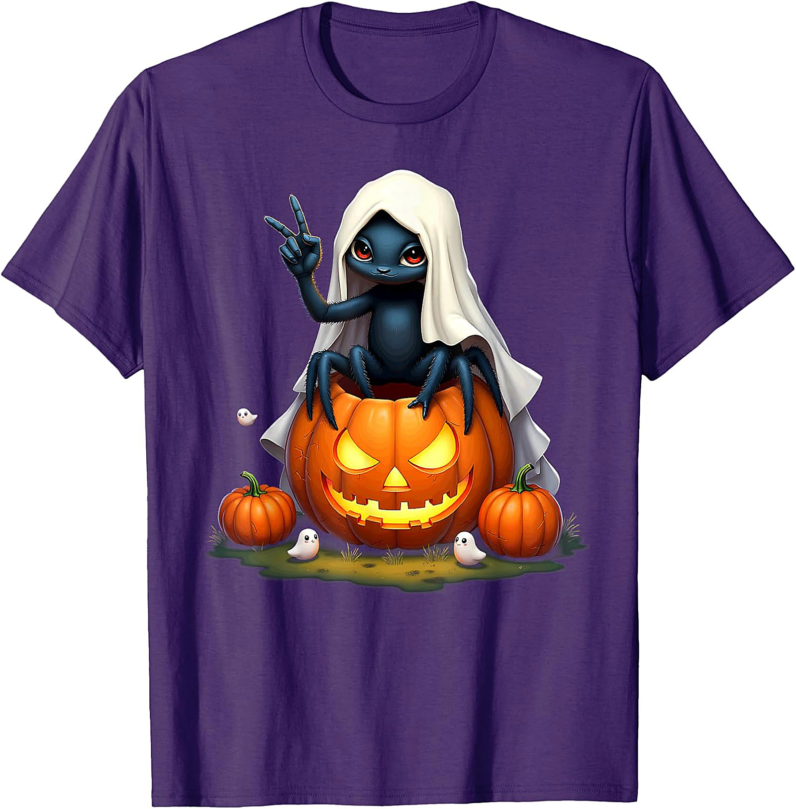 Cute Spooky Peace Spider Jack-o'-Lantern Halloween Graphic