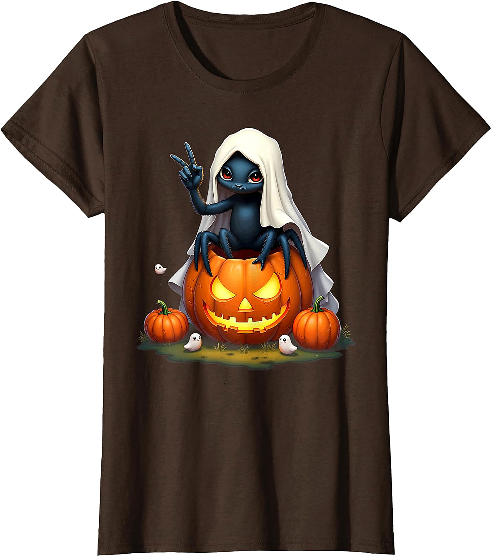 Cute Spooky Peace Spider Jack-o'-Lantern Halloween Graphic
