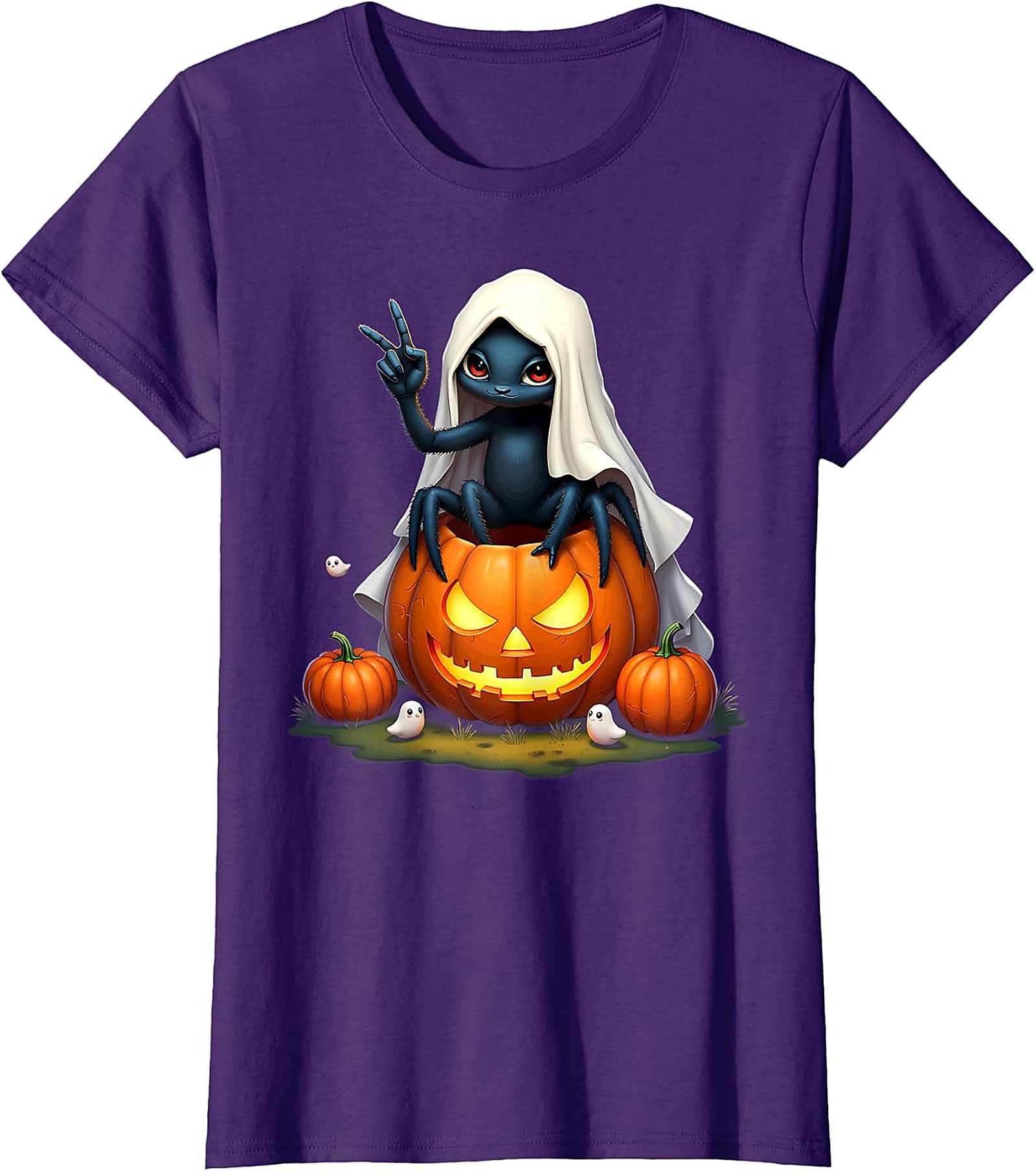 Cute Spooky Peace Spider Jack-o'-Lantern Halloween Graphic
