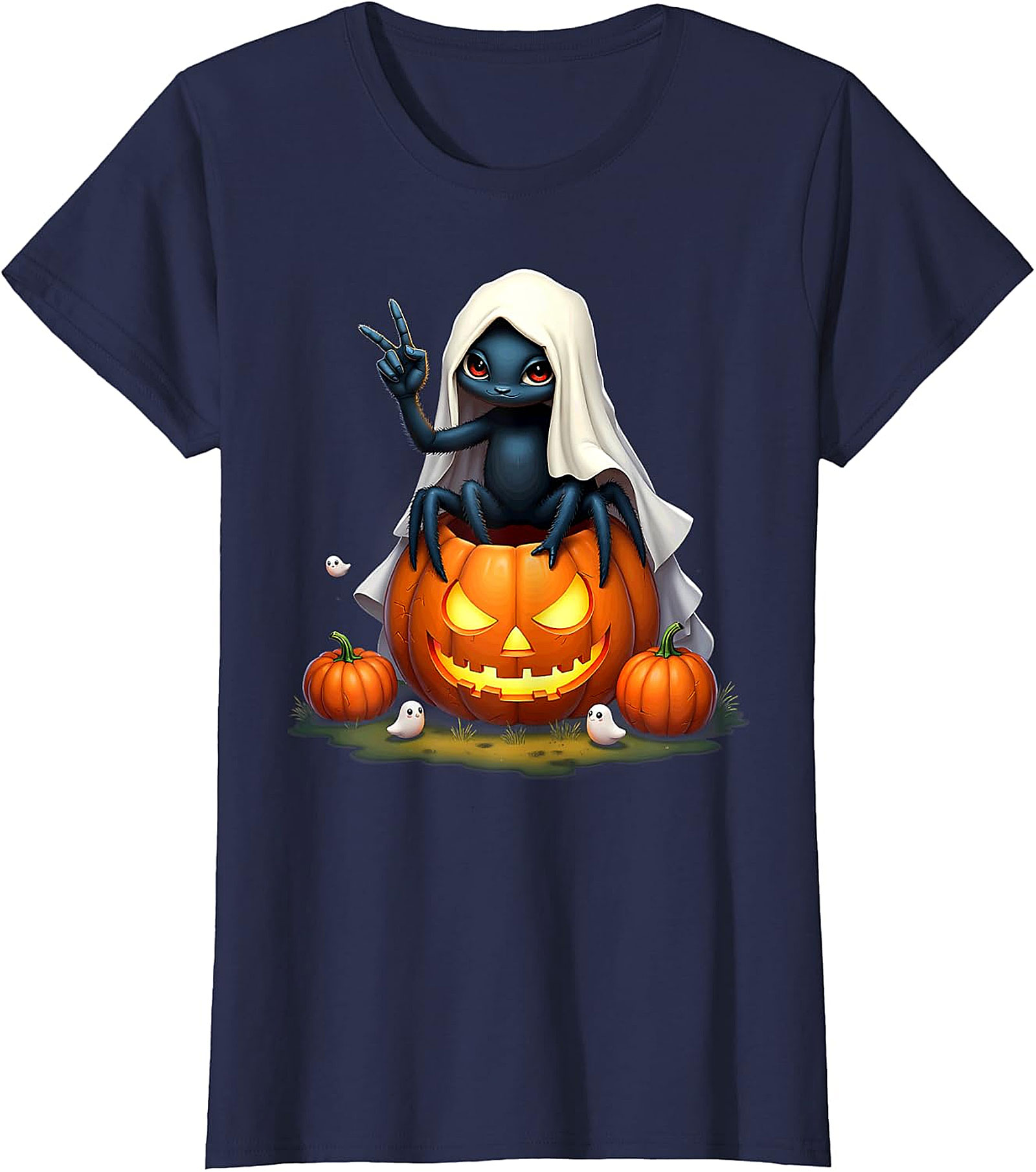 Cute Spooky Peace Spider Jack-o'-Lantern Halloween Graphic