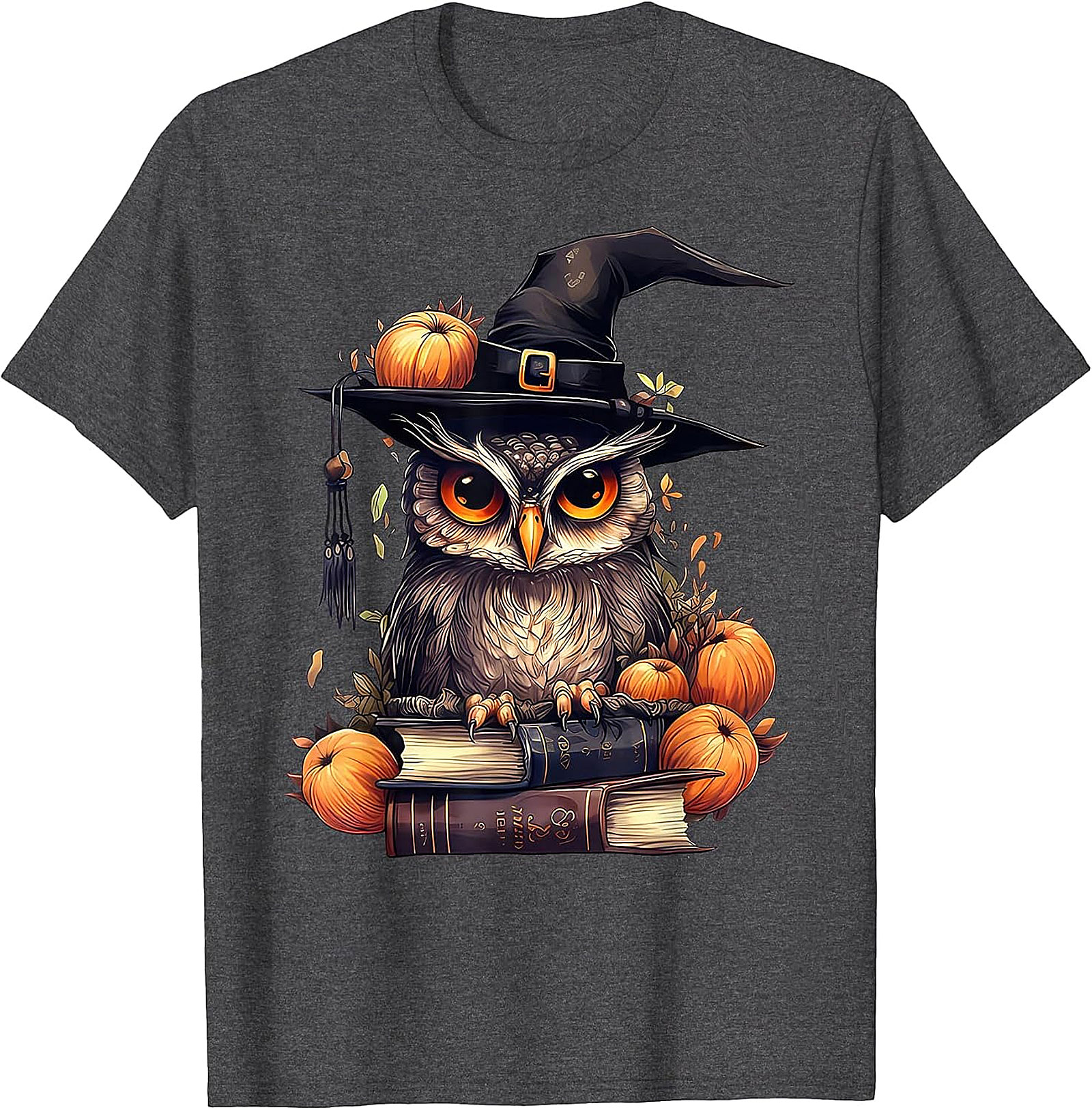 Wise Owl Witch Hat & Books T-Shirt | Fall & Halloween Graphic Tee